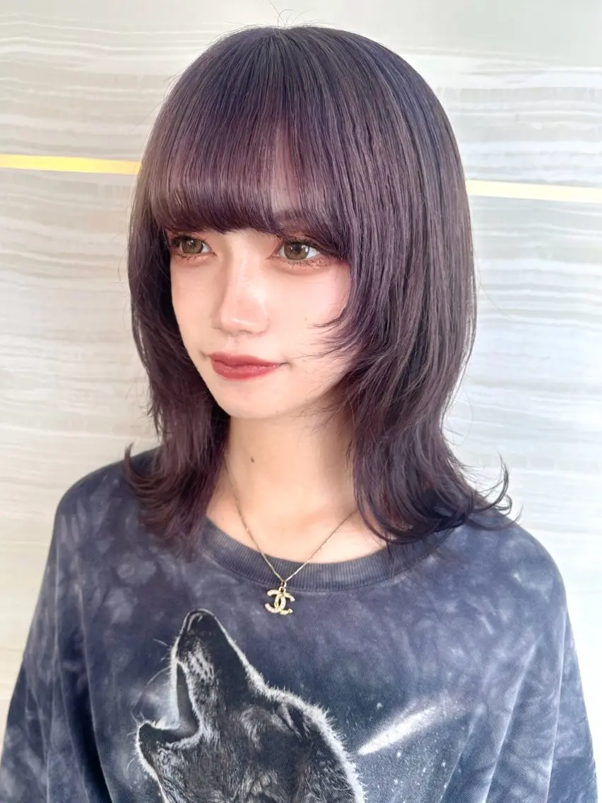 ミディアム カラー ベージュカラー ブリーチ ケアブリーチ ラベンダーカラー ミルクティーベージュ ヘアカラー トリートメント 🦋高瀬寛菜🦋 韓国レイヤーのヘアスタイル