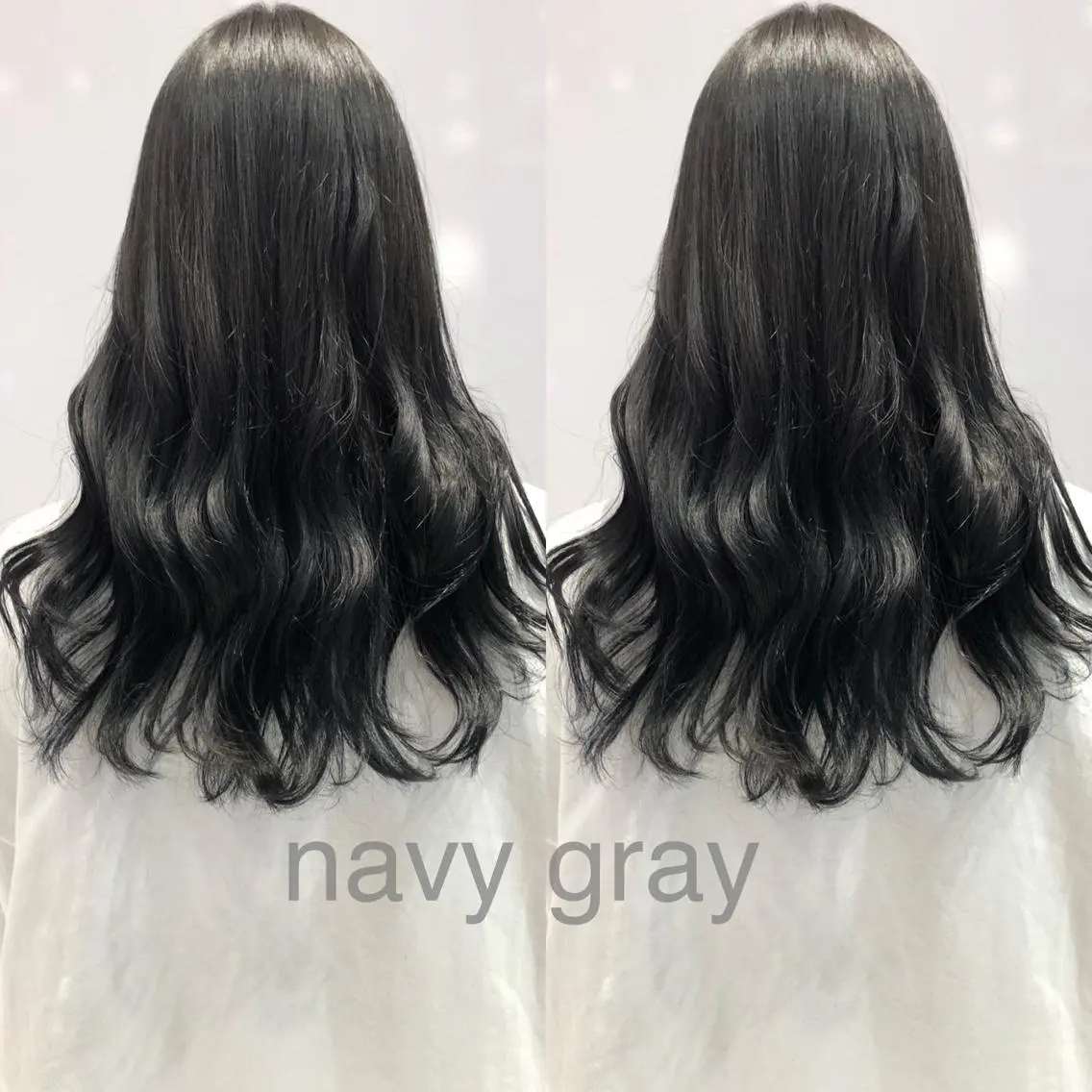 ロング カラー ブリーチ 透明感カラー ネイビーカラー ブリーチなしカラー 相川 愛実のヘアスタイル