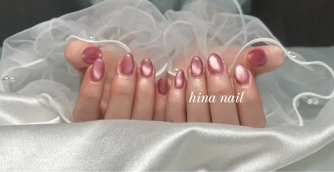 ネイル マグネットネイル ピンク ハンドネイル Hina nail 木場のネイルデザイン