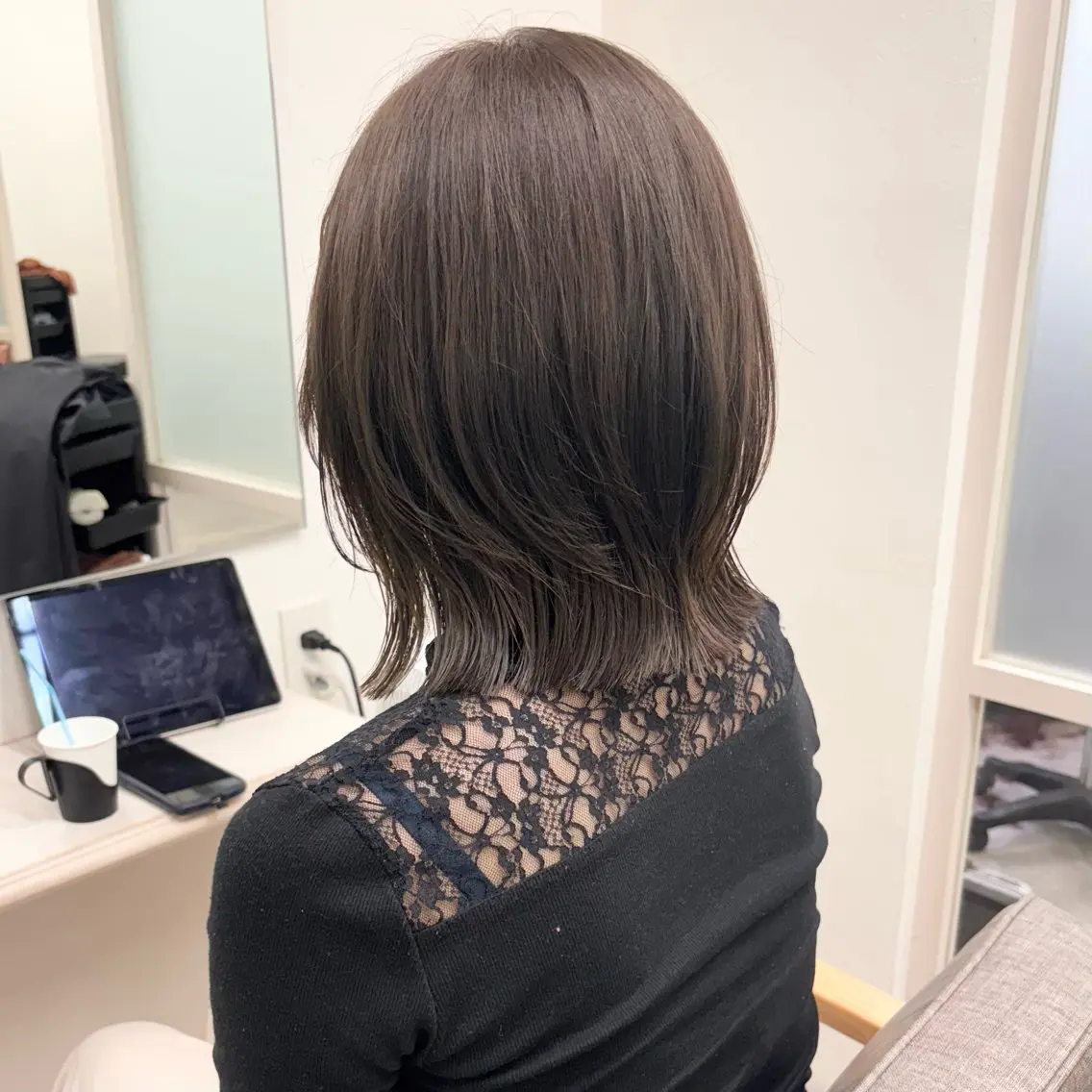 ミディアム カット ヘアカラー トリートメント ヘアアレンジ🪽🎀 艶カラー/天王寺のヘアスタイル