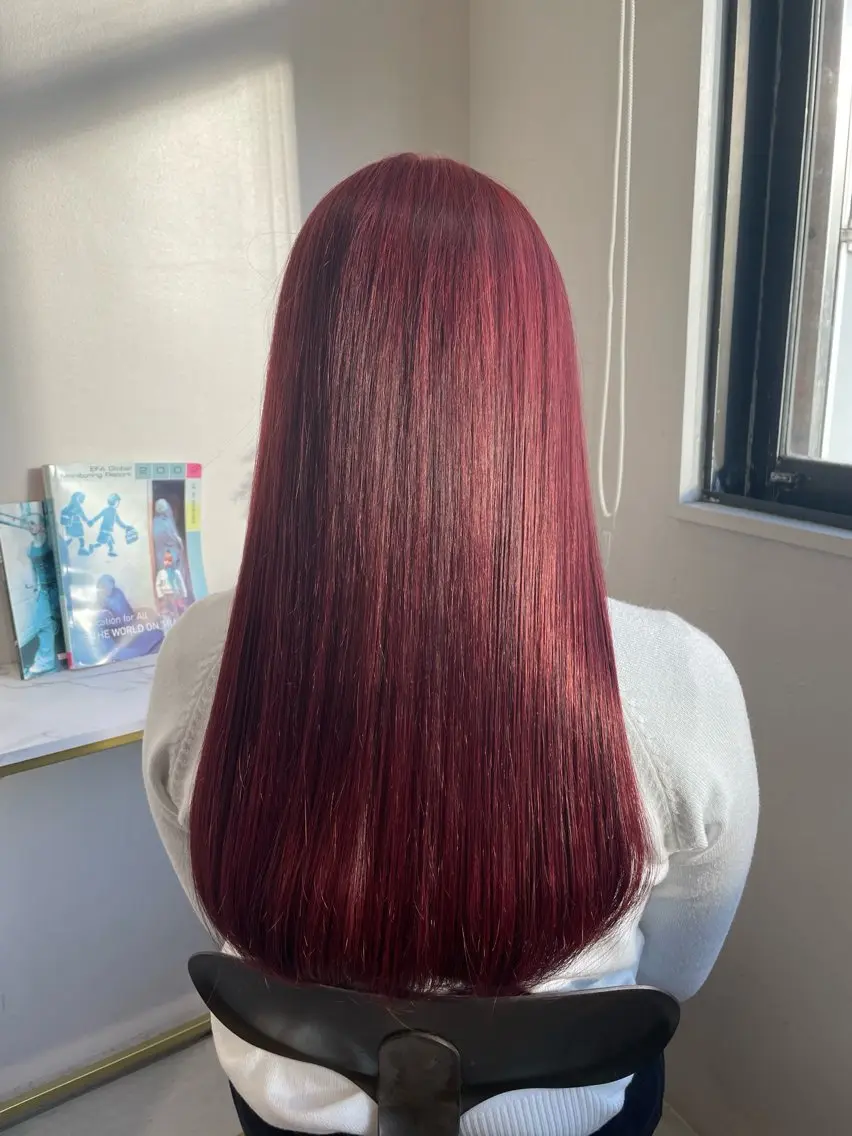 ロング カラー レッドカラー ★透明感カラー★ ayaka🌹のヘアスタイル