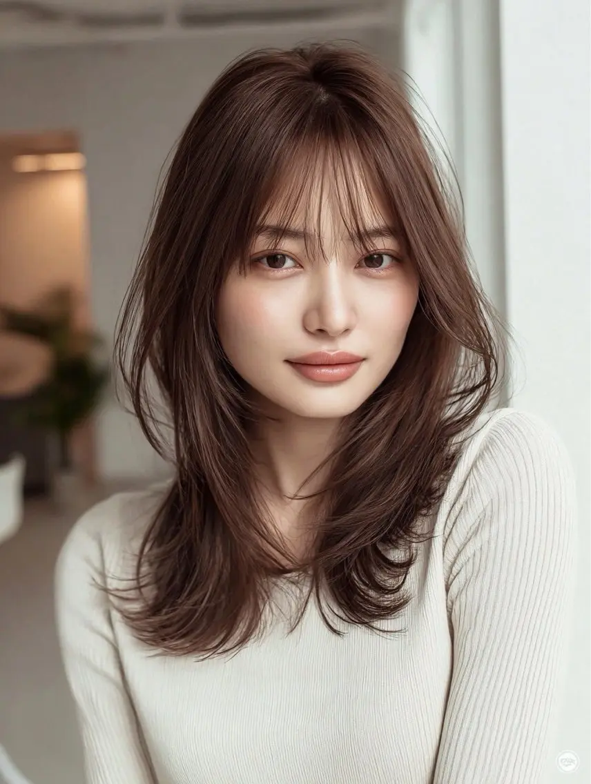 ロング 縮毛矯正 絶対綺麗な暖色カラー 🎯あります✨増渕✨のヘアスタイル