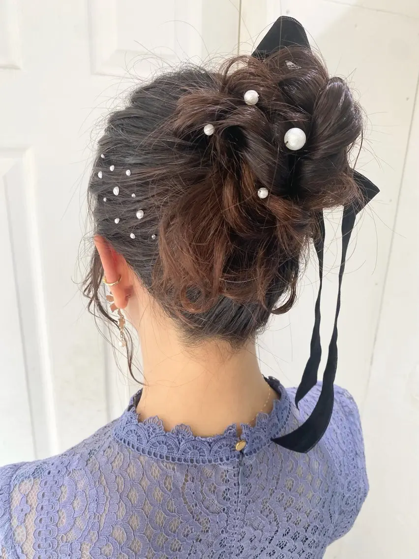 ヘアアレンジ お団子ヘア ヘアセット uros.中目黒 moekaのヘアスタイル