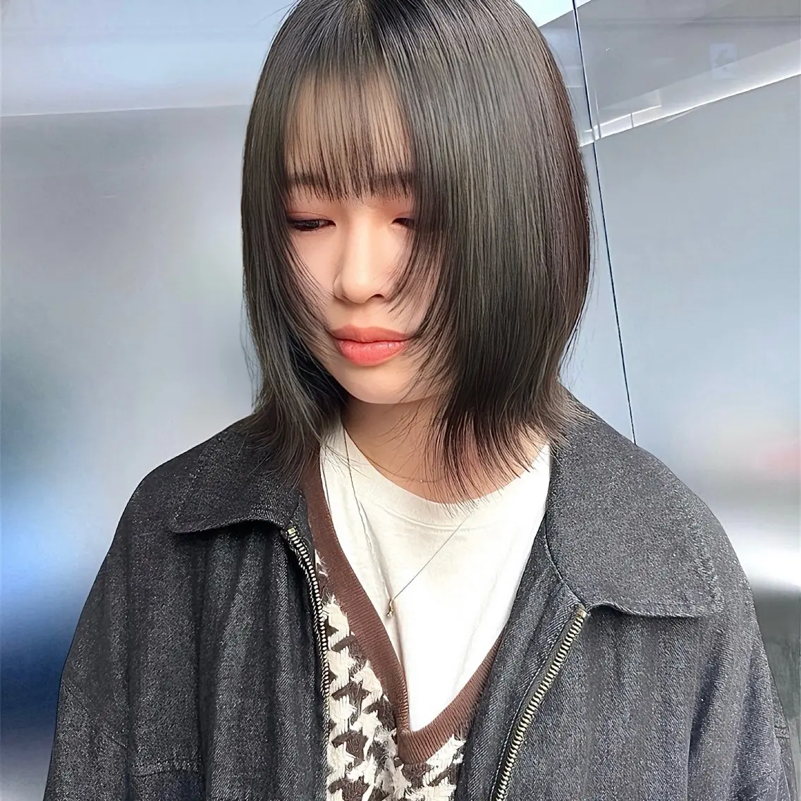 ミディアム カラー カット ヘアカラー トリートメント 癖毛救済✂️ボブ /髪質改善ストレートのヘアスタイル