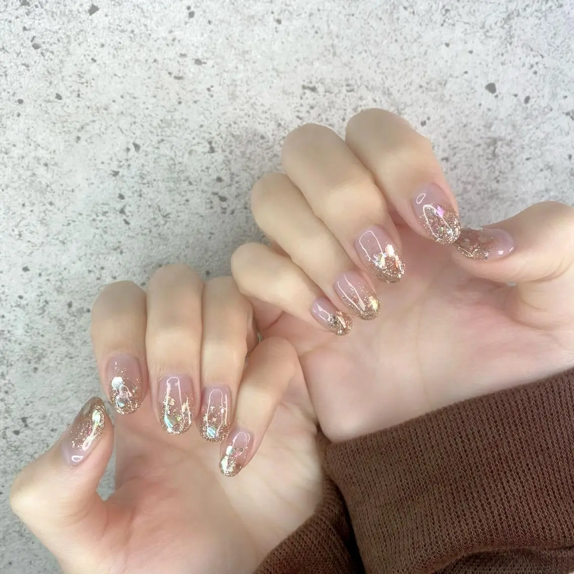 ミディアム カラー パーマ ヘアアレンジ メンズ キッズ ネイル マツエク・マツパ グラデーションカラー グラデーション キラキラネイル ラメ(グリッター) ラメグラデーション ハンドネイル Salon Ｋのネイルデザイン