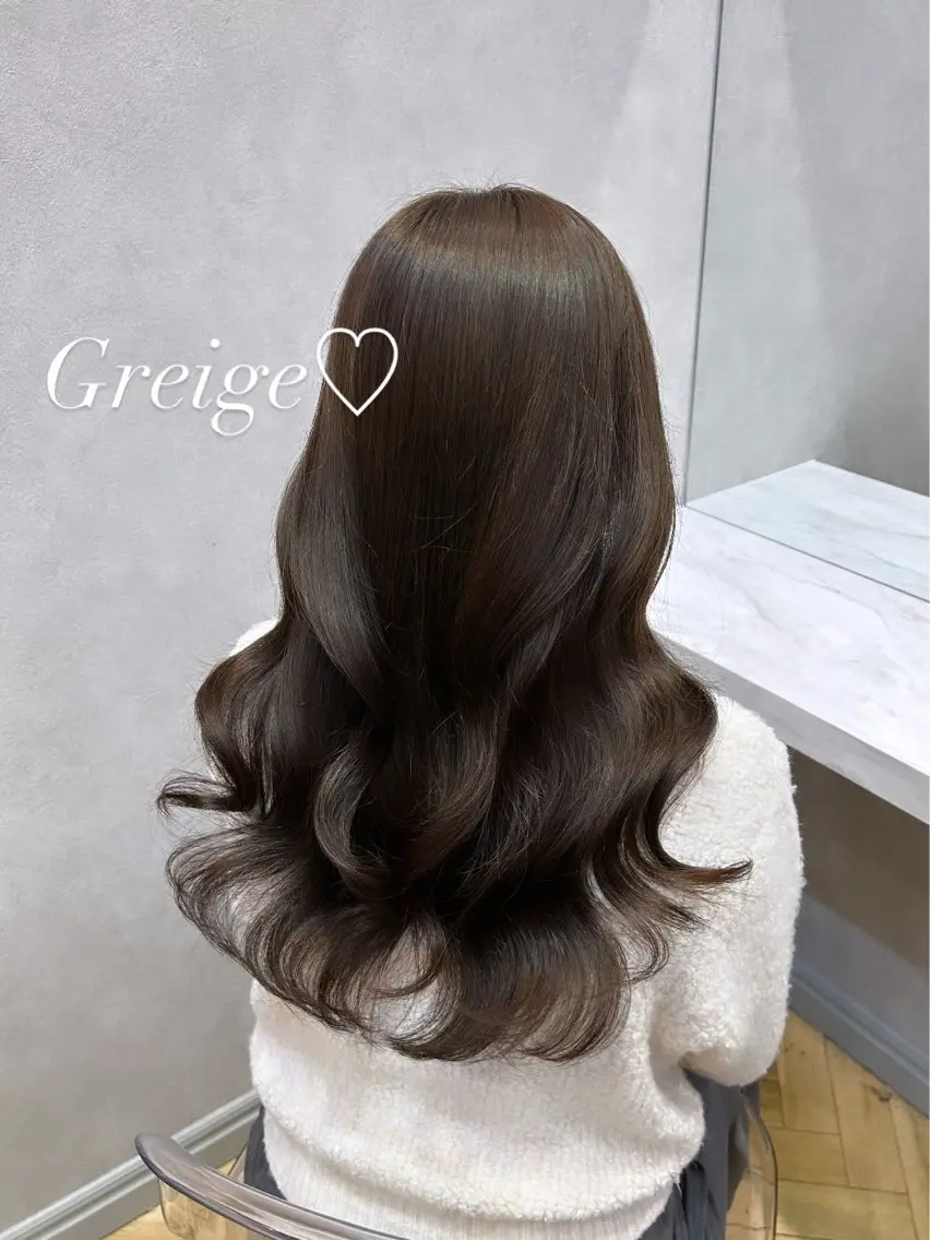 ロング カラー ヘアアレンジ グレージュ レイヤーカット 🩷韓国ヘア/ヨシン モリ🩷Maikaのヘアスタイル