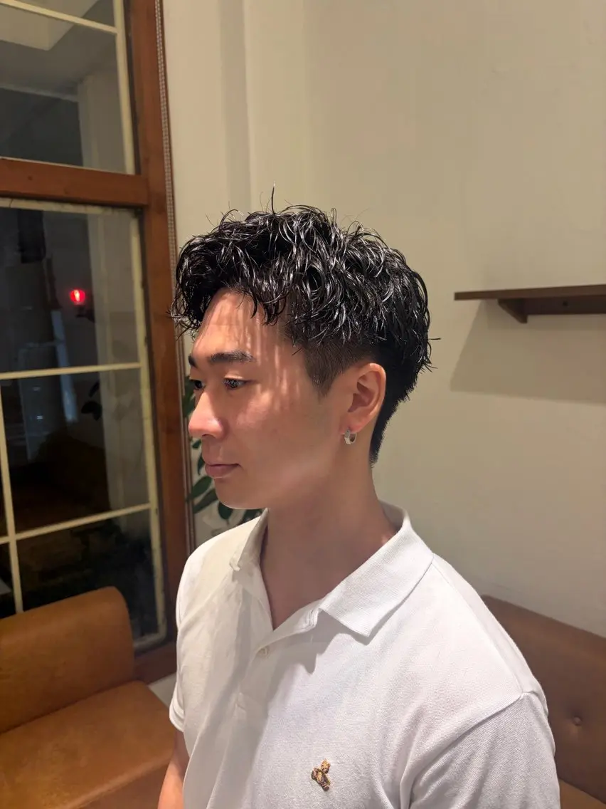 ショート パーマ メンズ カット パーマ 上原 加里奈のヘアスタイル