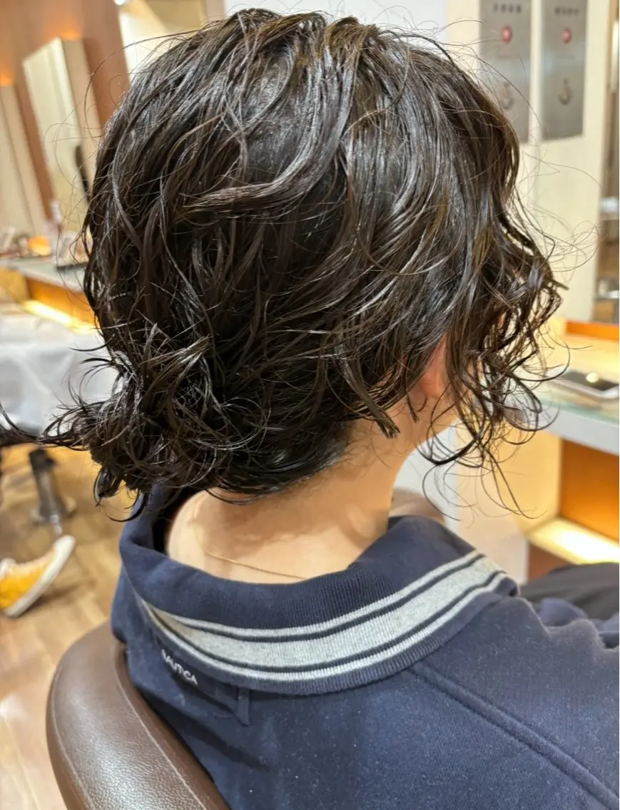 ミディアム パーマ カット パーマ しみず さくら🌸のヘアスタイル