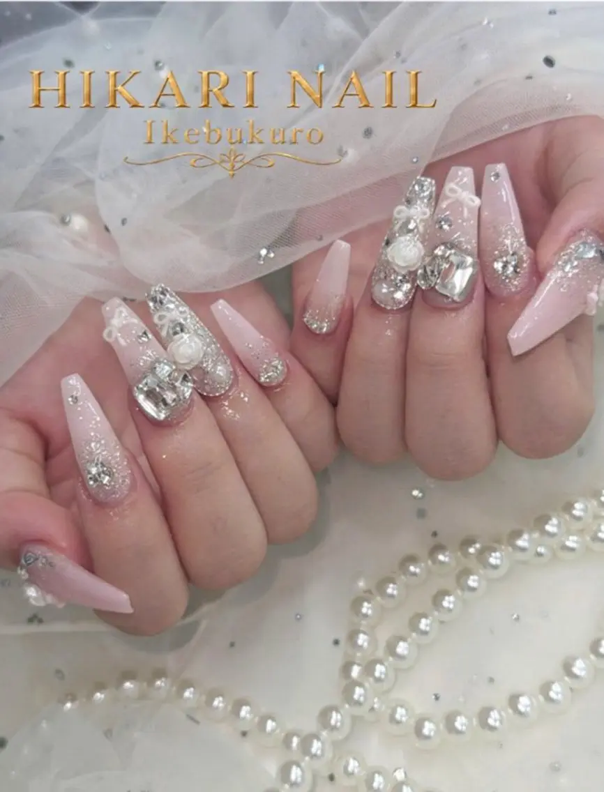 ネイル チークネイル 長さ出し フレンチネイル ガーリー ハロウィン ハンドネイル HikariNail Ikebukuroのネイルデザイン
