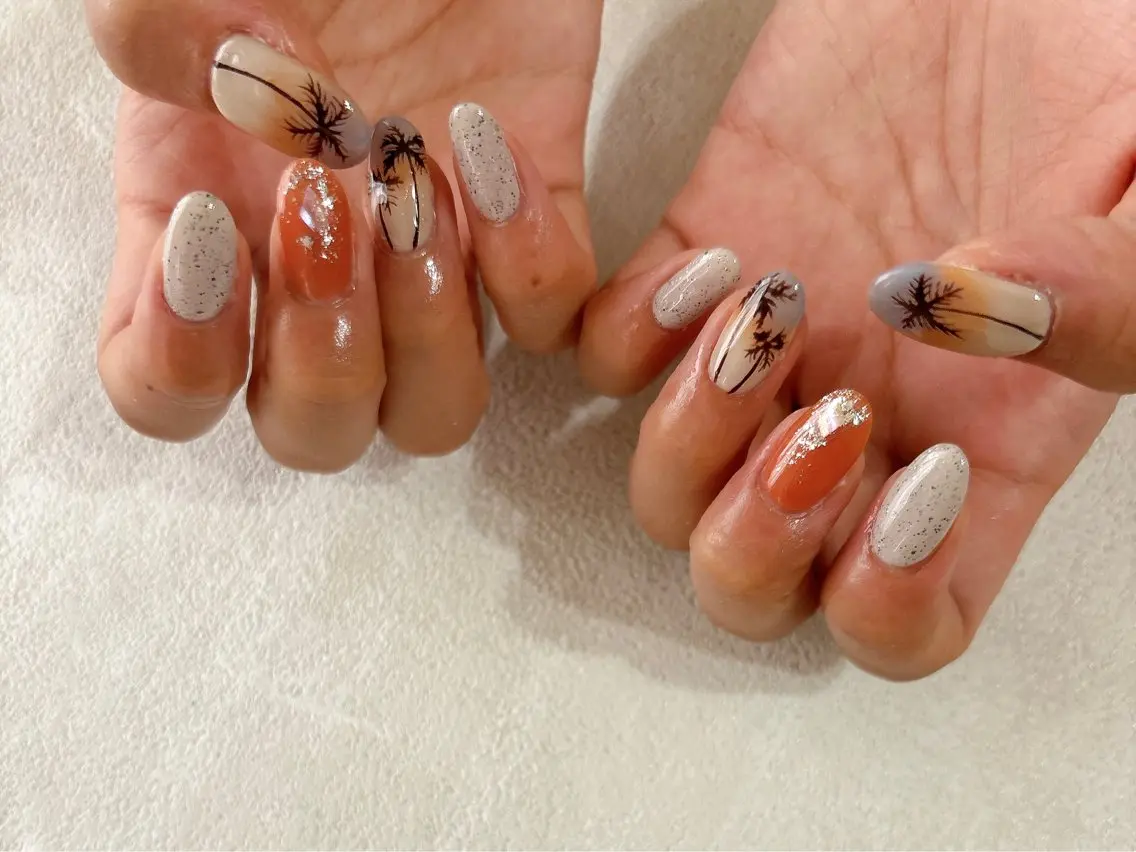 ネイル オーロラネイル フットネイル フレンチネイル ジェルネイル マグネットネイル kiki nail &brow二子玉川のネイルデザイン
