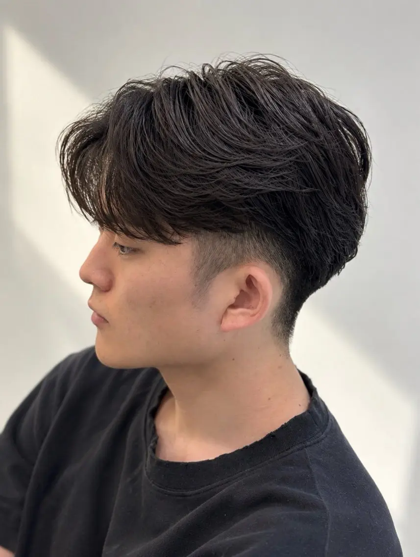 メンズ センターパート メンズパーマ カット ショート/ボブ 日向大のヘアスタイル