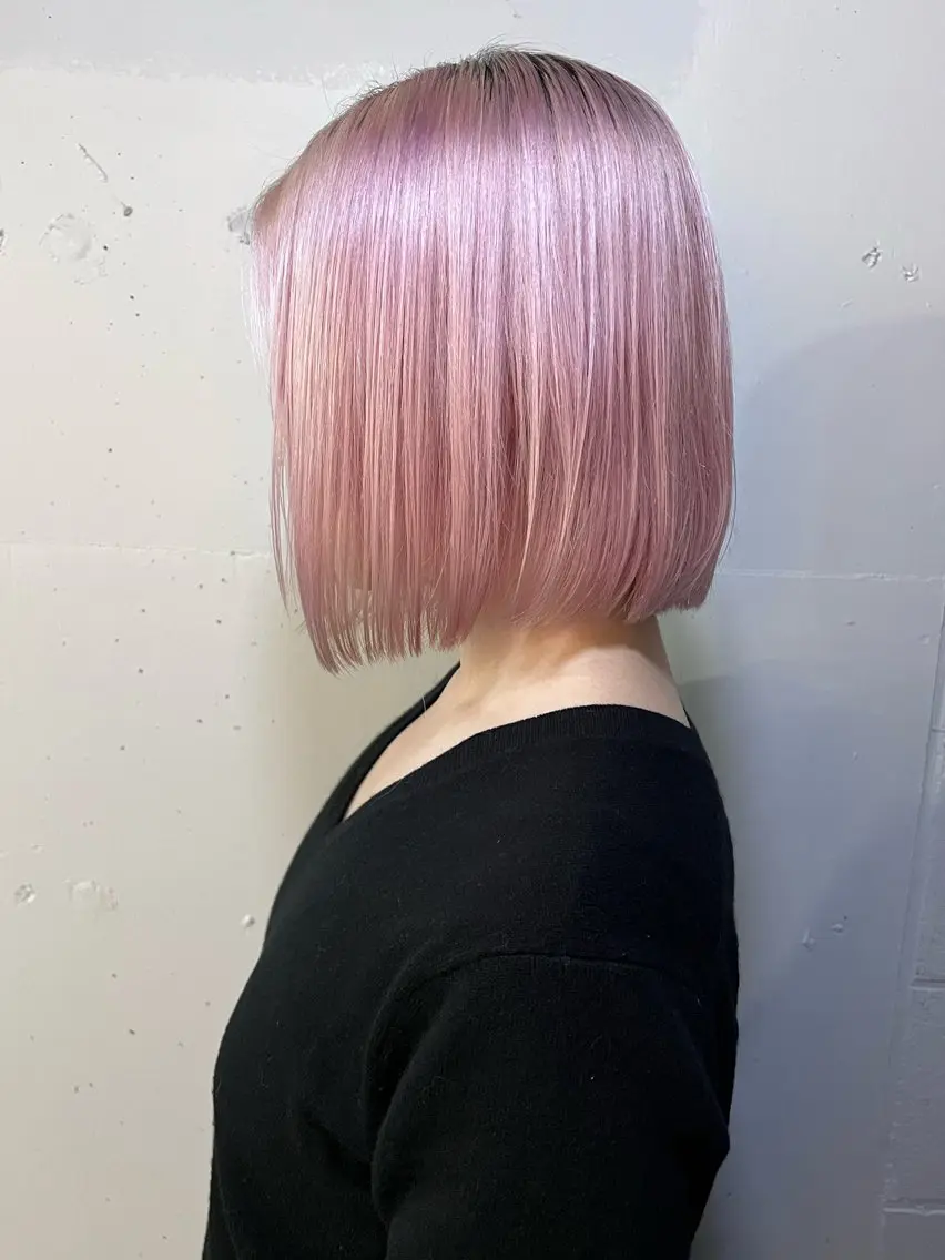 カラー ブロンド ピンクカラー ヘアカラー ウルフ、レイヤー 、メンズカットSHOのヘアスタイル