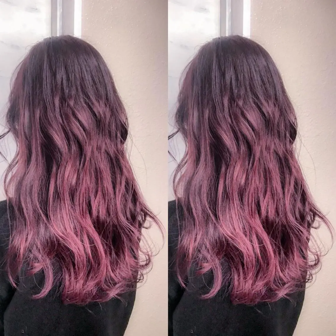 セミロング カラー アディクシーカラー ブリーチ ピンクカラー ピンクパープル パープルカラー ヘアカラー エクステ BOX mico.のヘアスタイル