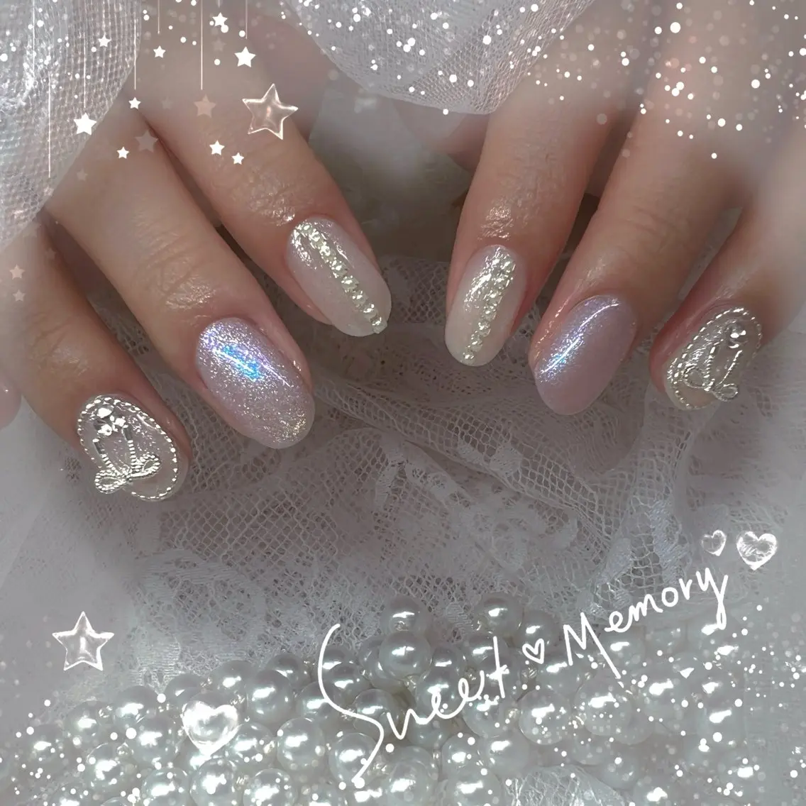 ネイル チークネイル フレンチネイル ガーリー ガラスフレンチ グラデーション ハンドネイル Chill Nailsalonのネイルデザイン