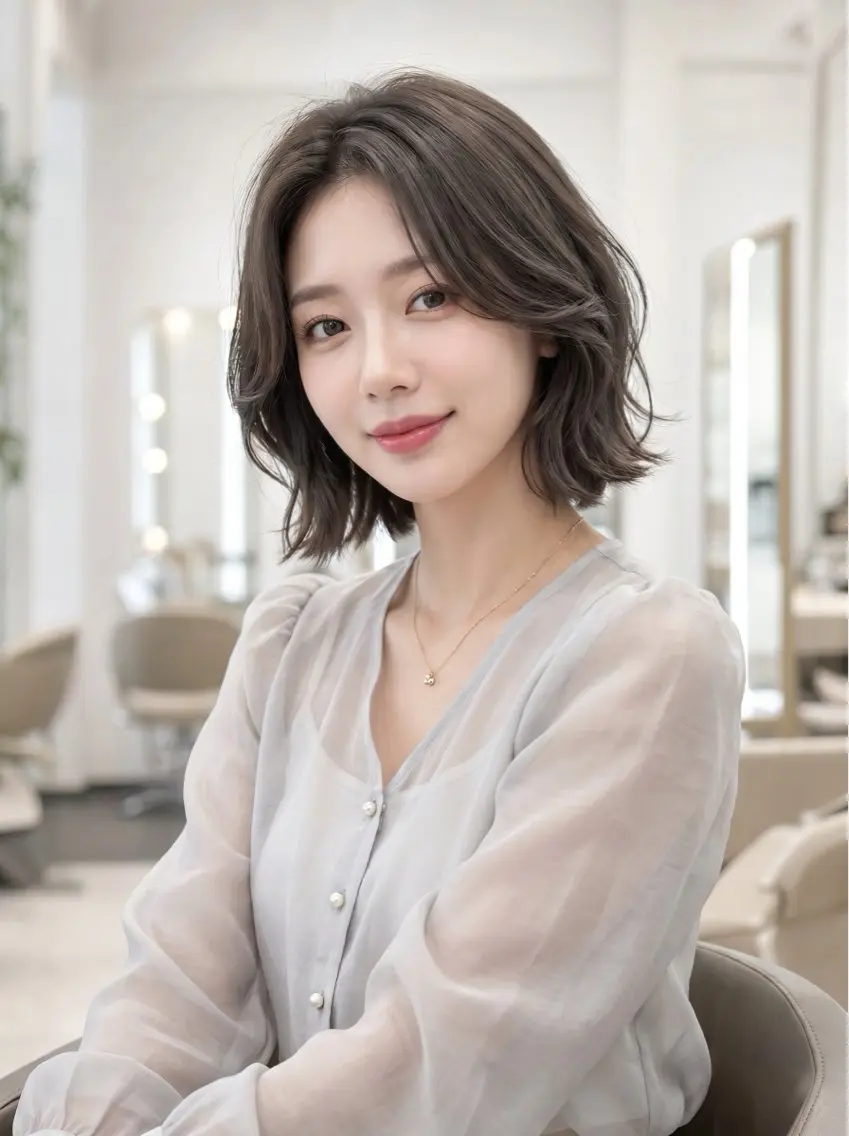 ショート カラー ボブレイヤー ベージュカラー 透明感カラー ボブ 顔周りカット カット ヘアカラー 韓国レイヤーカット× 髪質改善ラビマーニのヘアスタイル