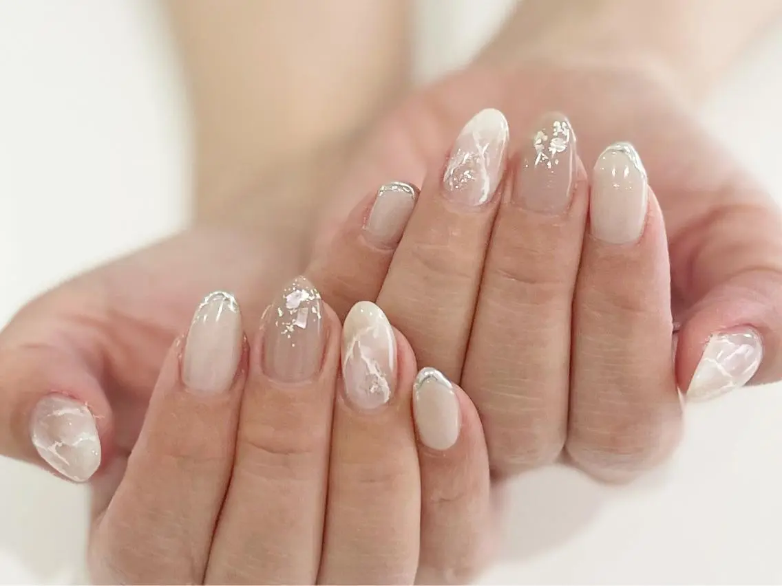 ネイル フットネイル 大理石ネイル(マーブル) ニュアンスネイル シンプルネイル 春ネイル nail fufla ♡yamane♡のネイルデザイン