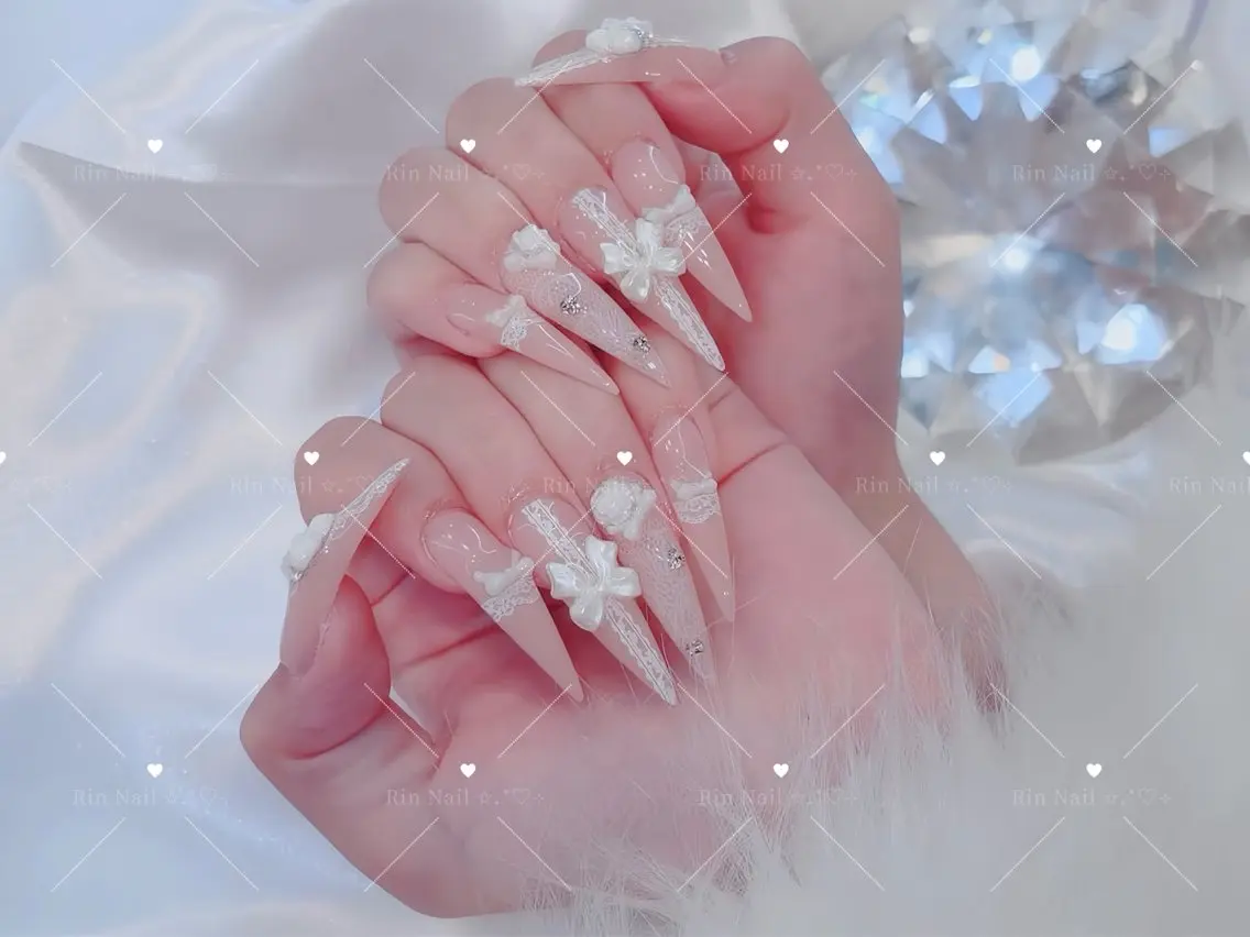 ネイル べっ甲ネイル ブルー 長さ出し フレンチネイル ジェルネイル ハンドネイル Rin Nail 新大久保店のネイルデザイン