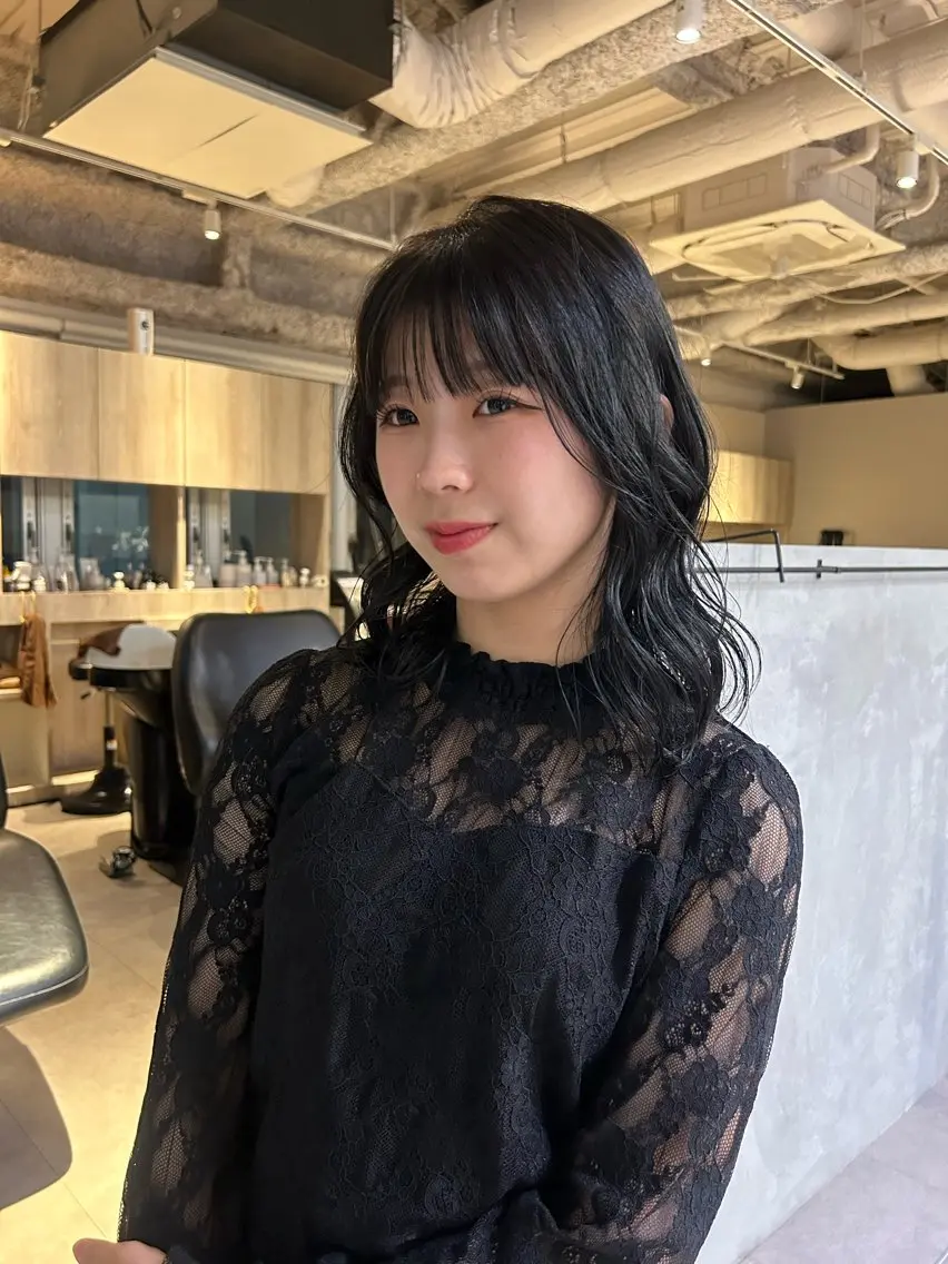 ミディアム カラー 黒髪 透明感カラー ヘアカラー haruno/東大阪 /カラーモデルのヘアスタイル