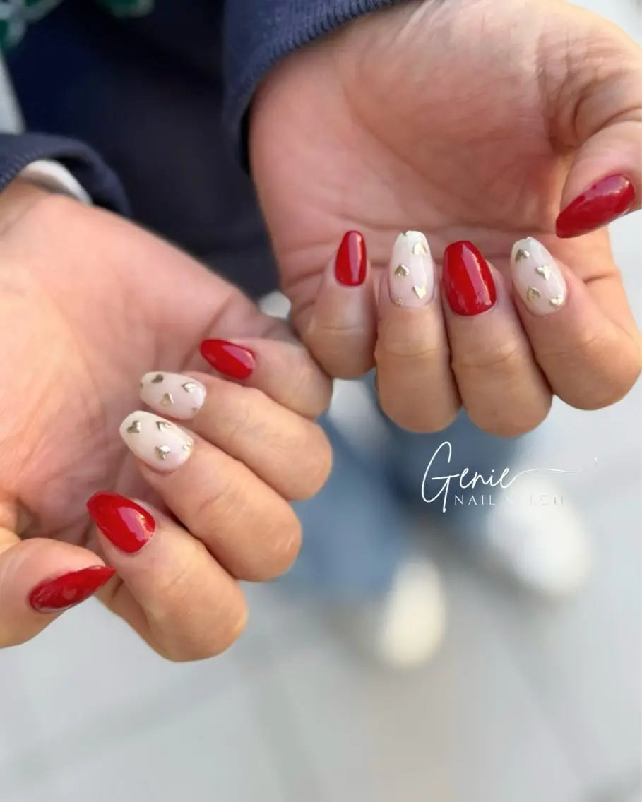 ネイル ハート ハンドネイル Nail salon Genieのネイルデザイン