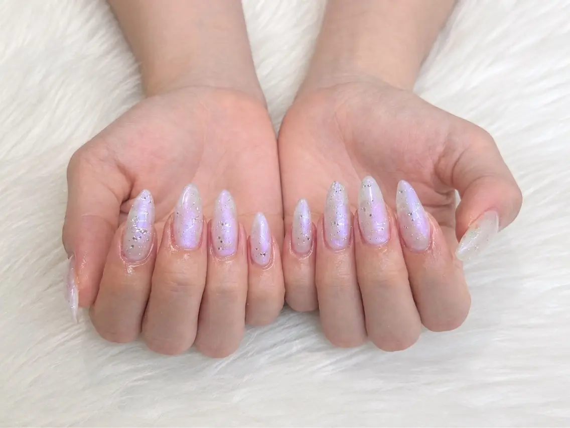 ネイル オーロラネイル キラキラネイル パープル Viel💅 〜yuki〜のネイルデザイン