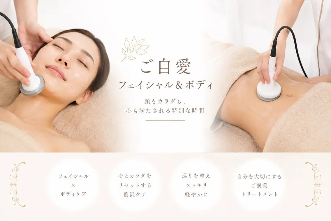 顔と身体も一気にほぐれるご自愛フェイシャル&ボディケアの写真