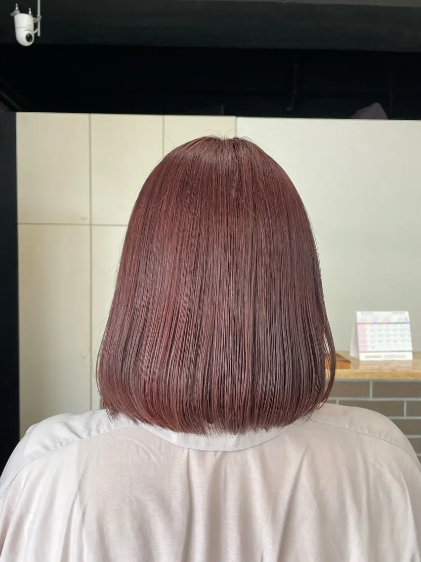 ショート カラー ピンクカラー 新岡 萌乃のヘアスタイル