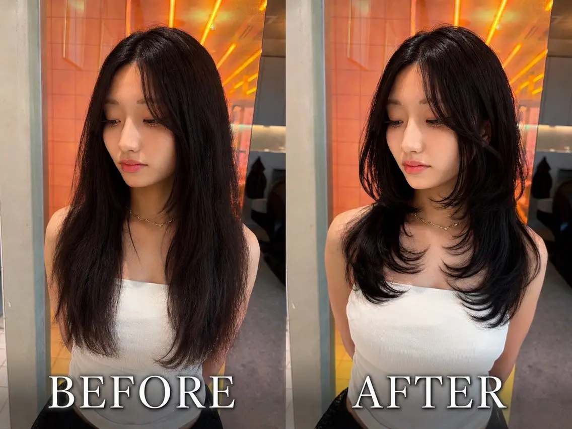 セミロング カット ヘアカラー トリートメント ✨縮毛矯正✨レイヤー ホウダカズヒロのヘアスタイル