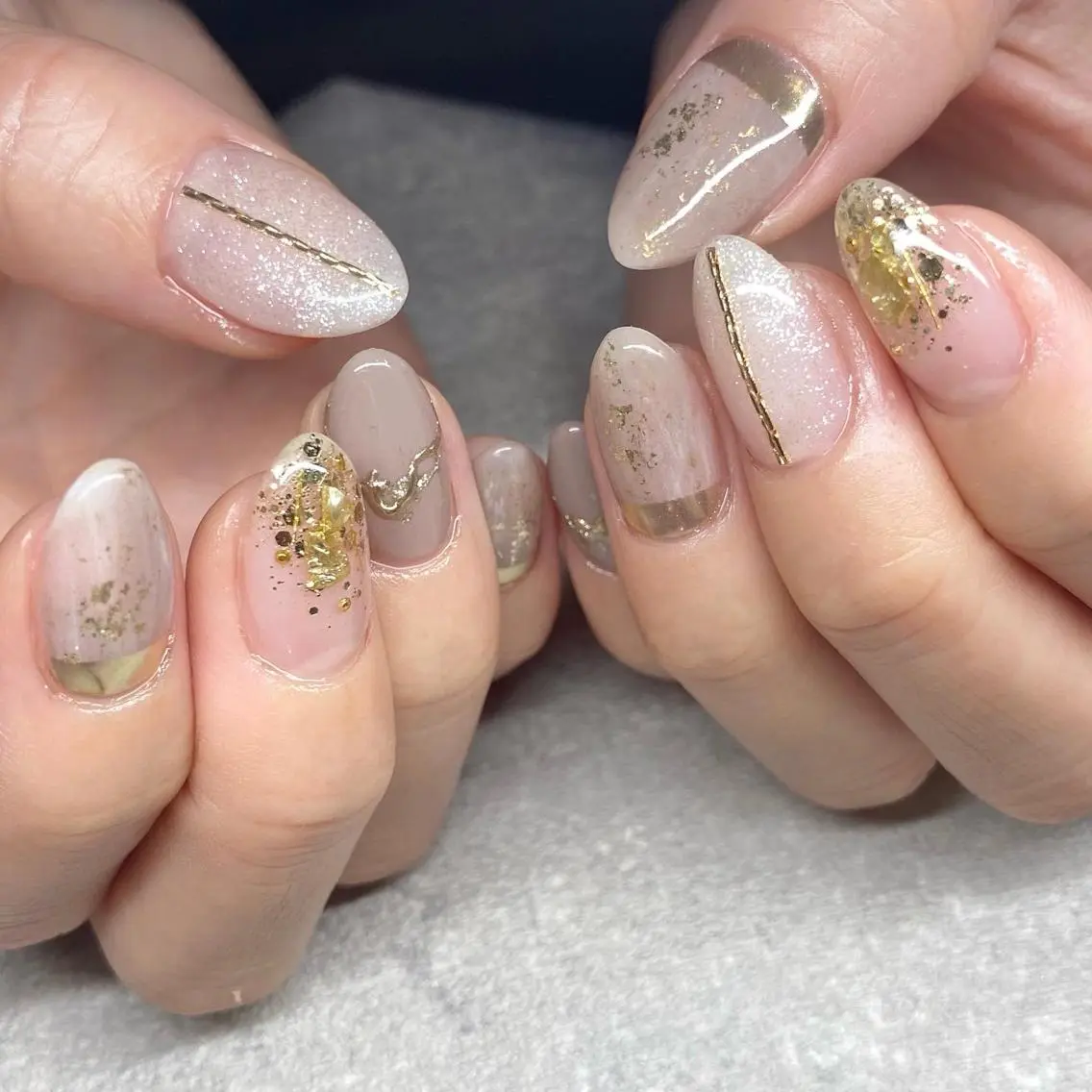 ネイル アートネイル ニュアンスネイル 冬ネイル ハンドネイル 山田 貴子のネイルデザイン