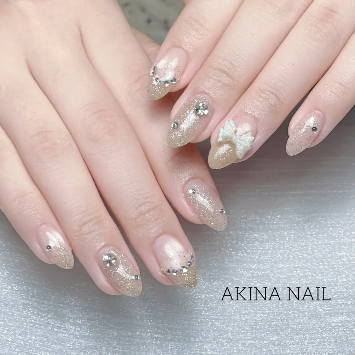 ミディアム 韓国風ヘア ハンドネイル Akina Nail 亀戸のネイルデザイン