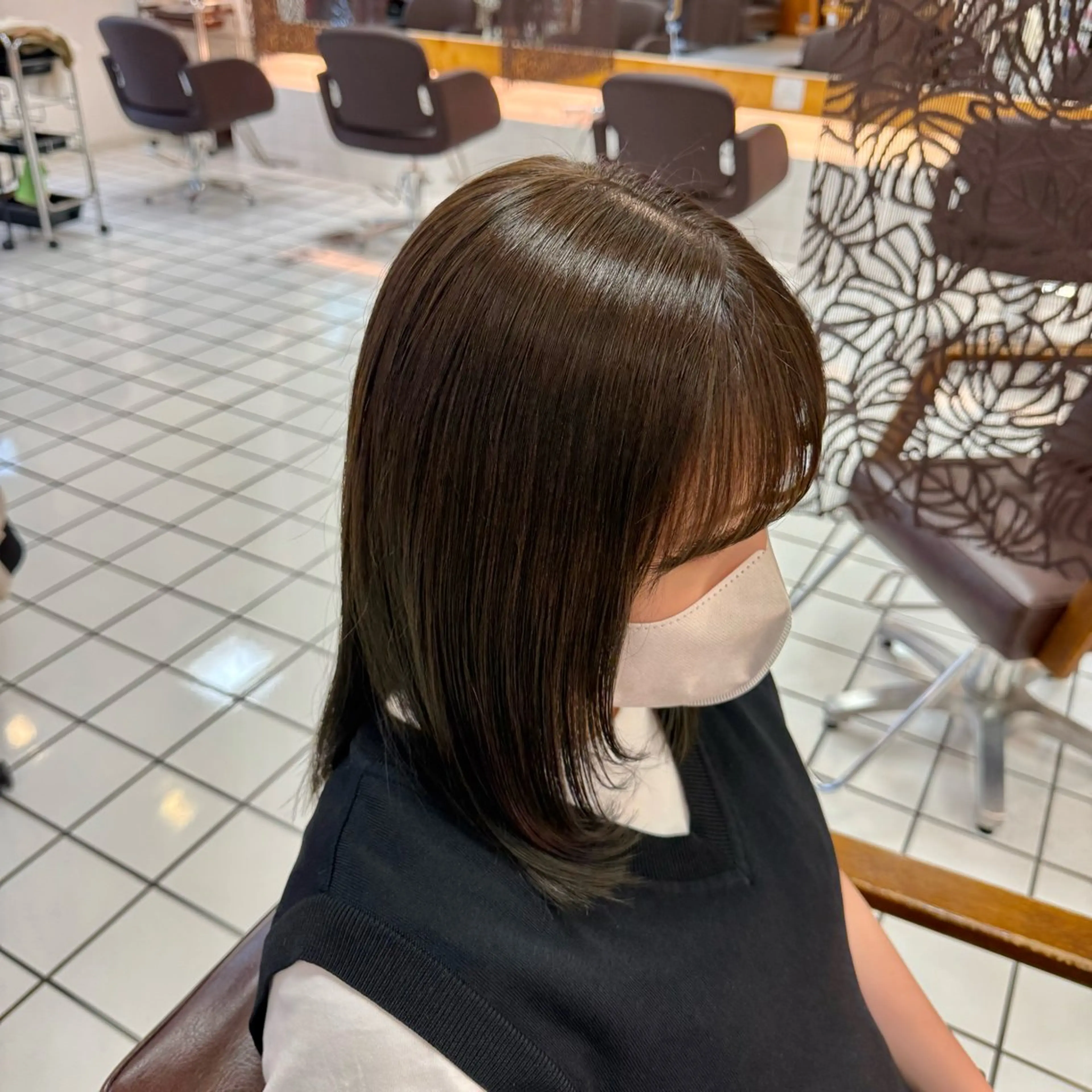 カラー グレージュ オリーブグレージュ オリーブグレー 池田 菜々美のヘアスタイル