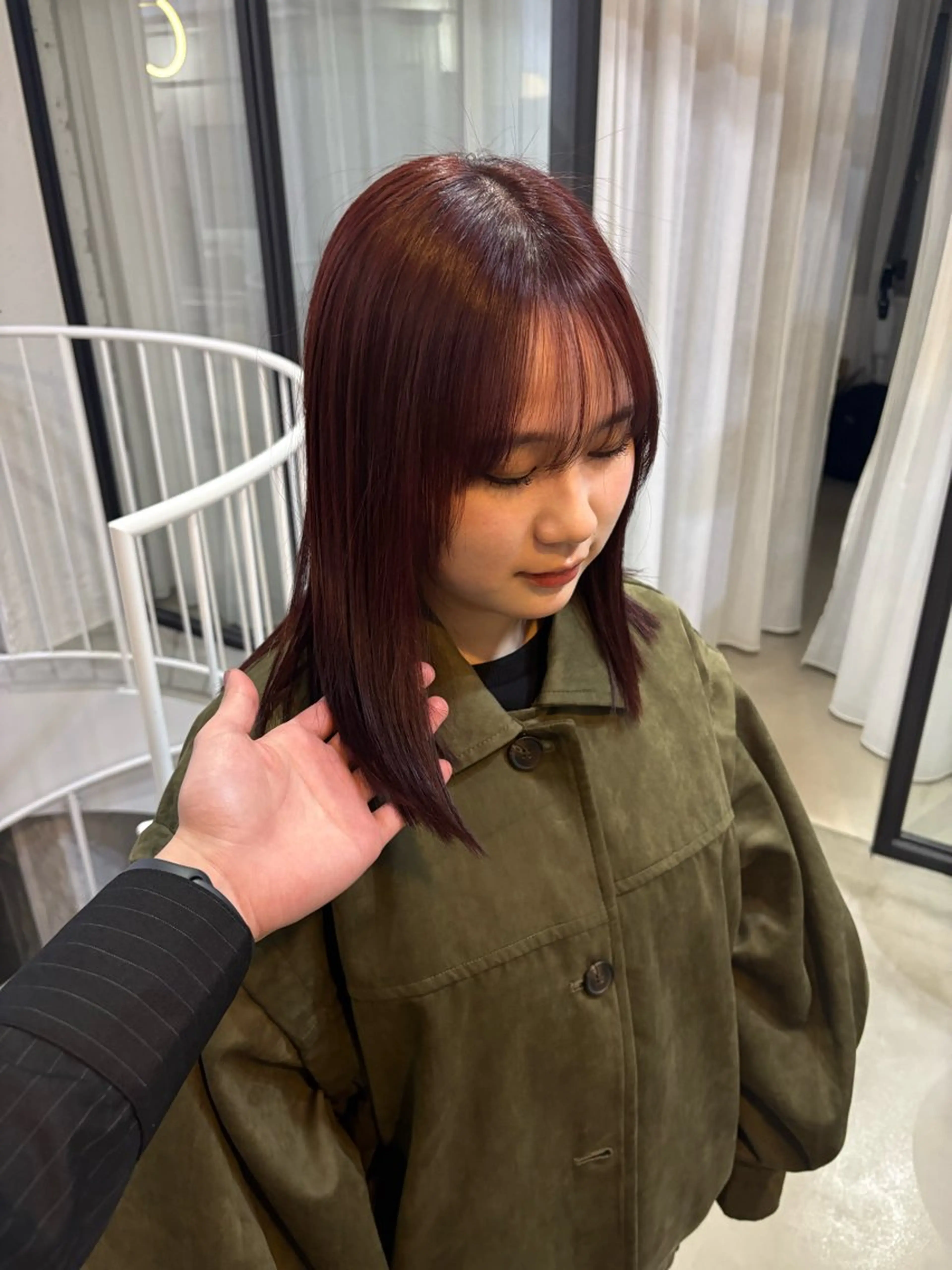 ミディアム カラー ボルドーカラー ヘアカラー  むねはる /札幌美容師のヘアスタイル