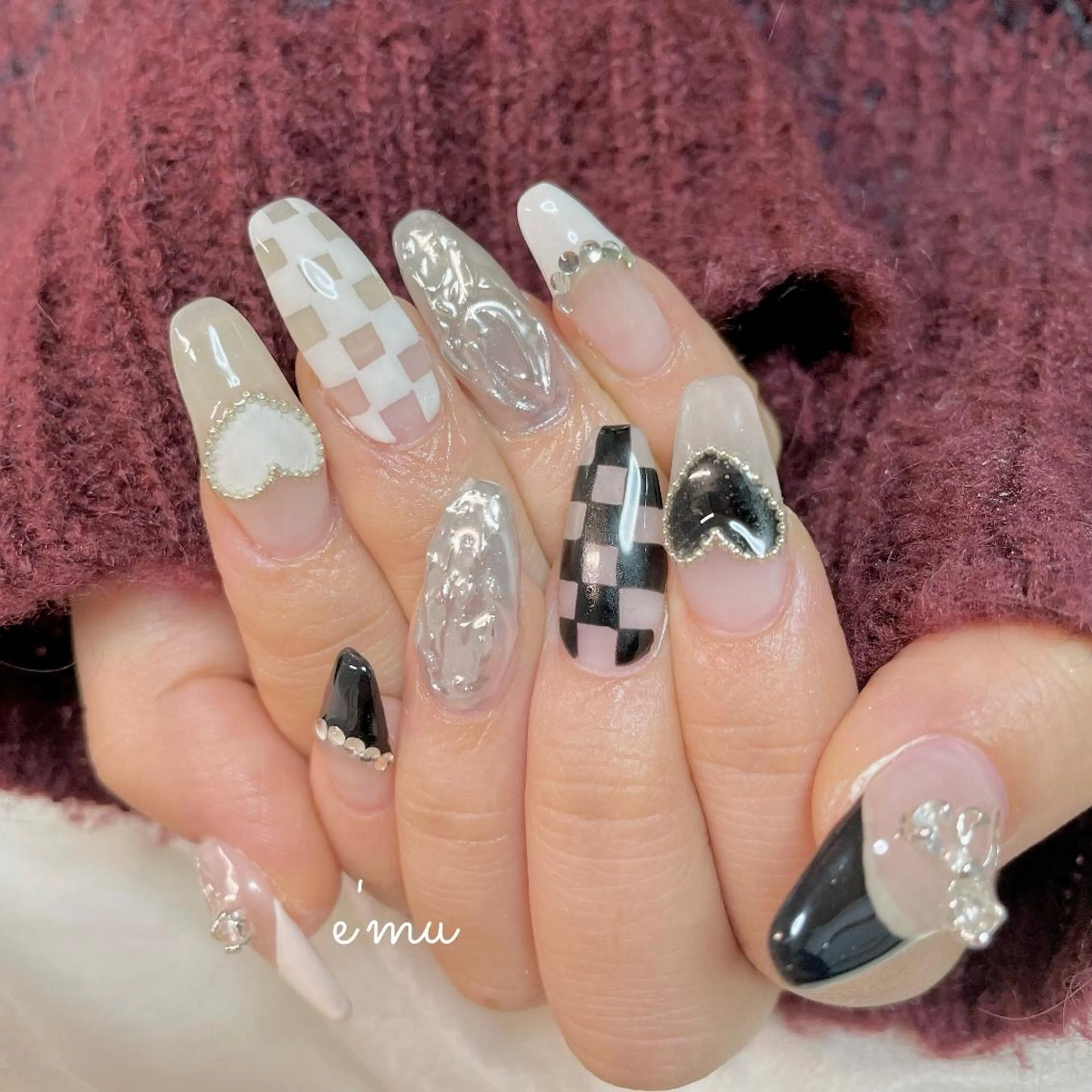 ネイル ハート 冬ネイル nail salon e'mu💐のネイルデザイン