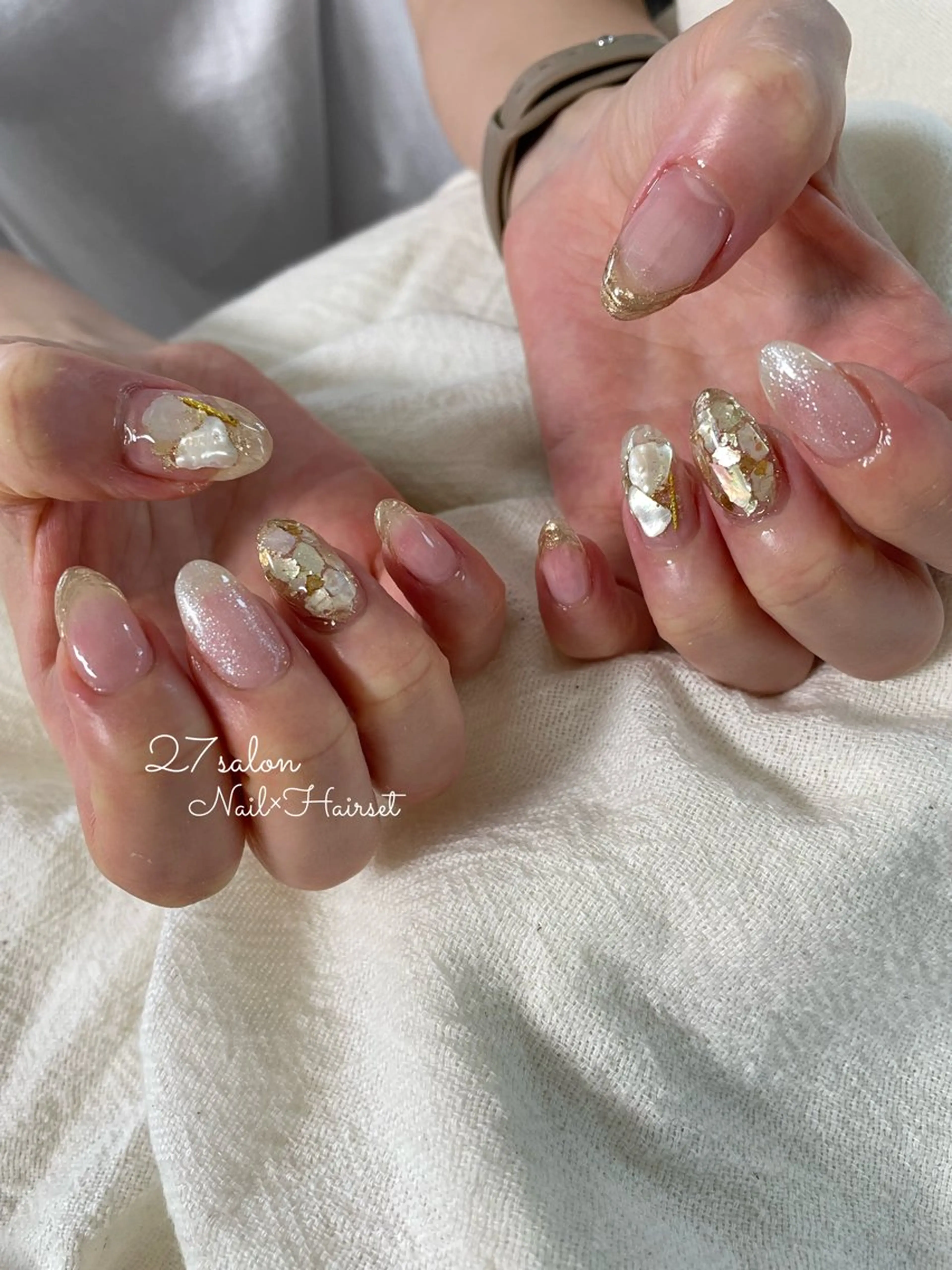 ネイル クリアネイル フレンチネイル ミラーネイル 夏ネイル 27salon yuinaのネイルデザイン