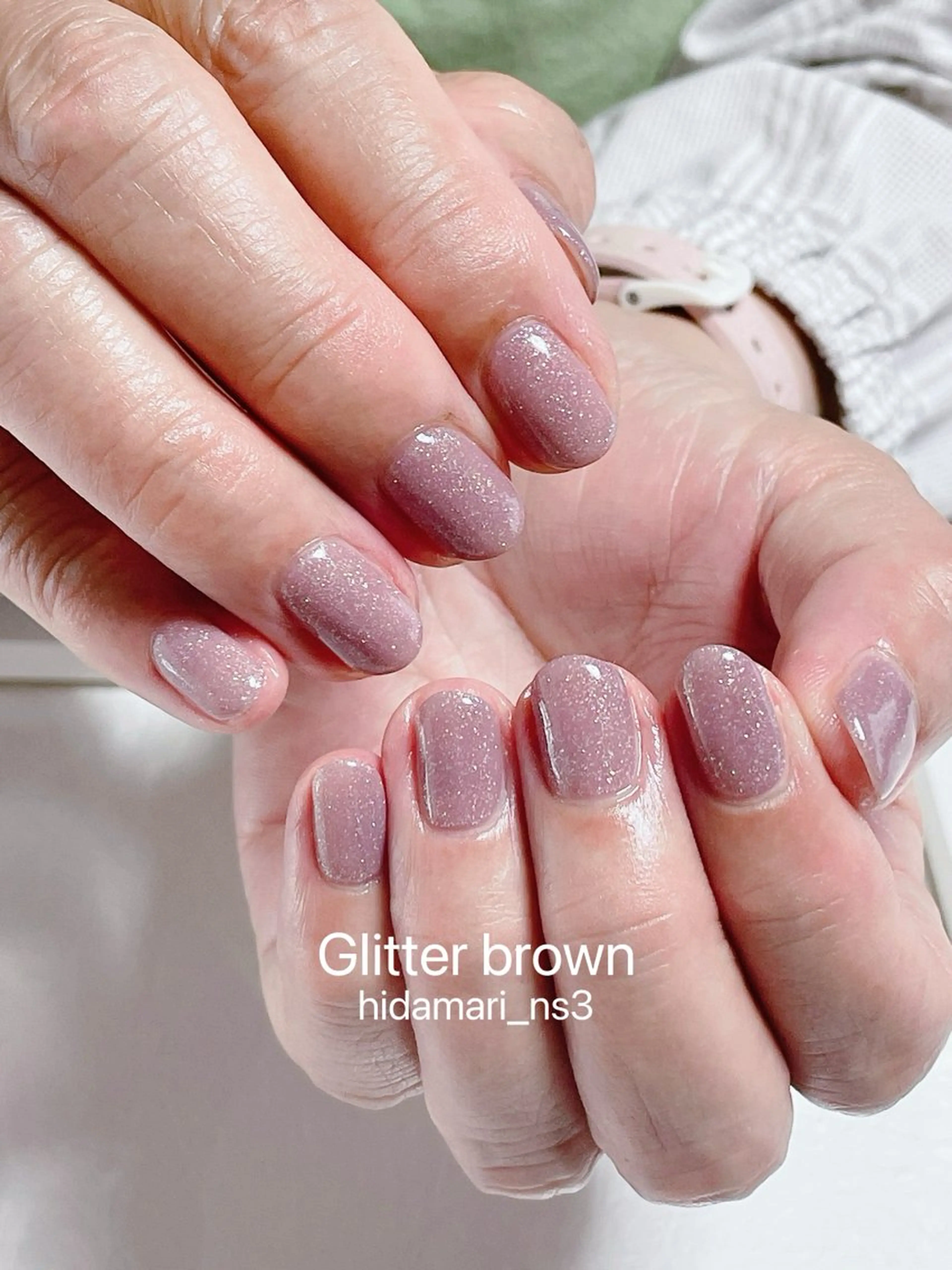 ネイル ブラウン ラメ(グリッター) ワンカラーネイル ハンドネイル NailSalon ひだまりのネイルデザイン