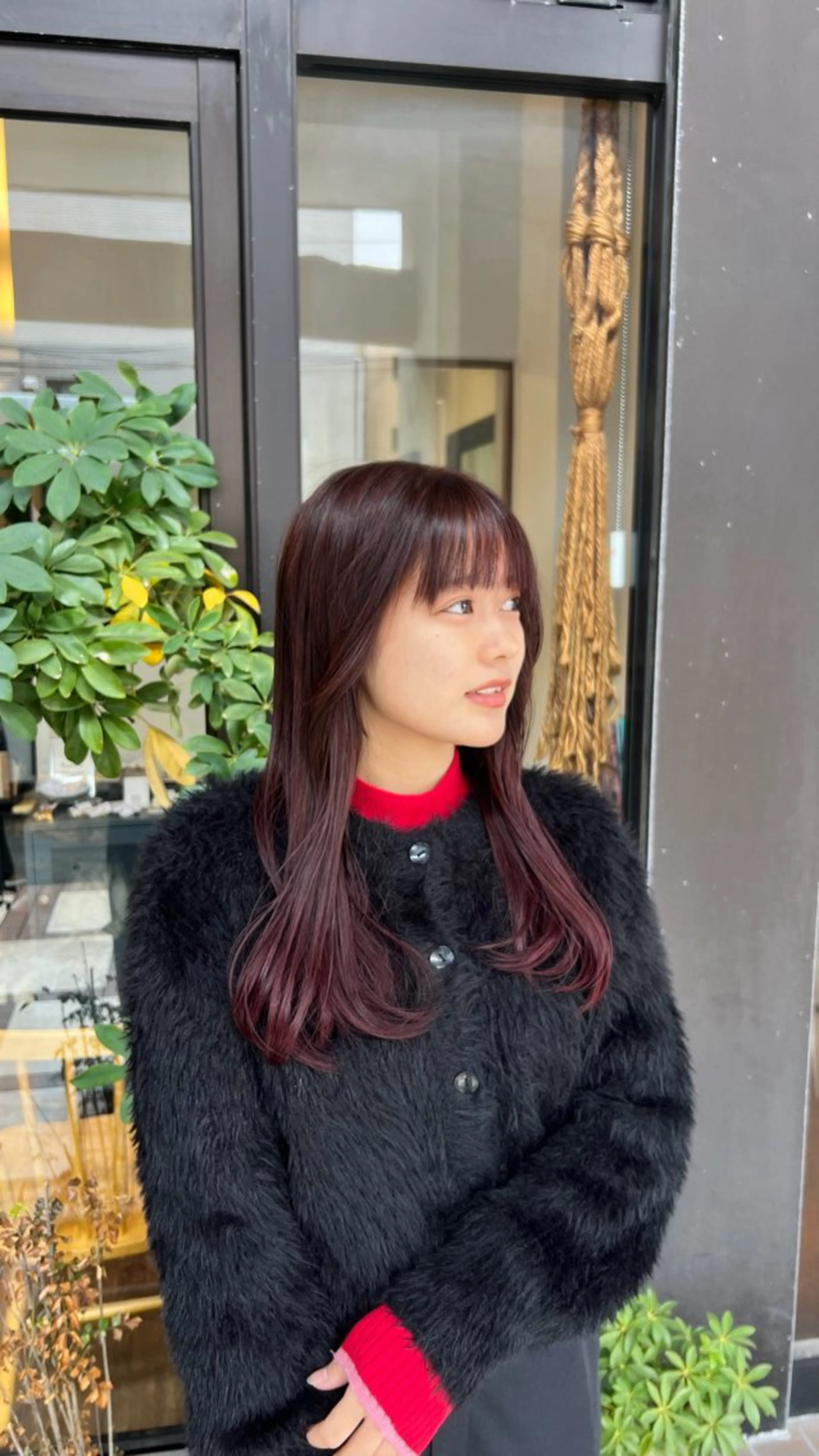 ロング カラー レッドカラー nendo kanaのヘアスタイル