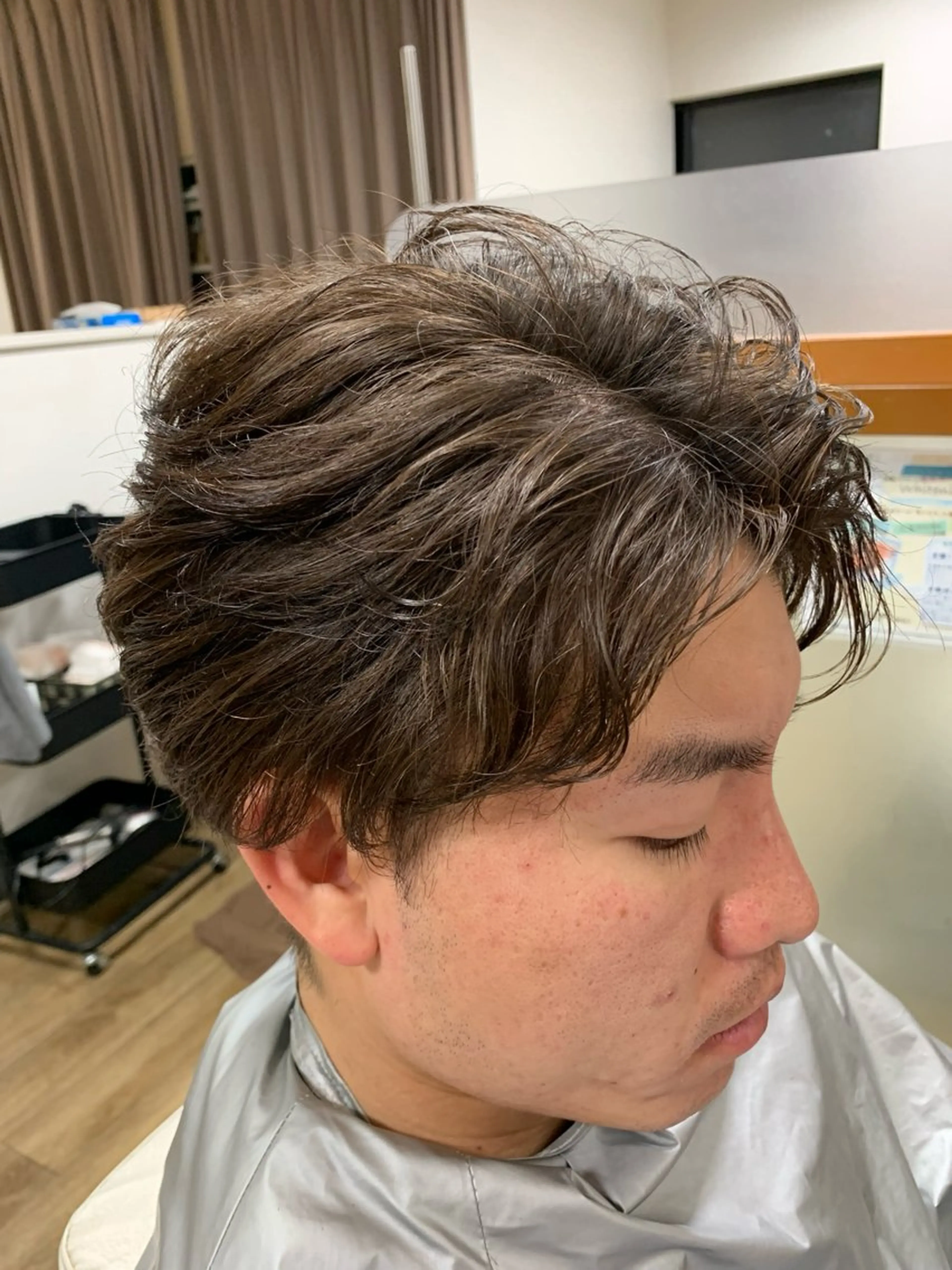 ショート パーマ メンズ フェザーパーマ メンズパーマ カット パーマ 豊川／メンズ ／波巻きパーマ／ワダのヘアスタイル