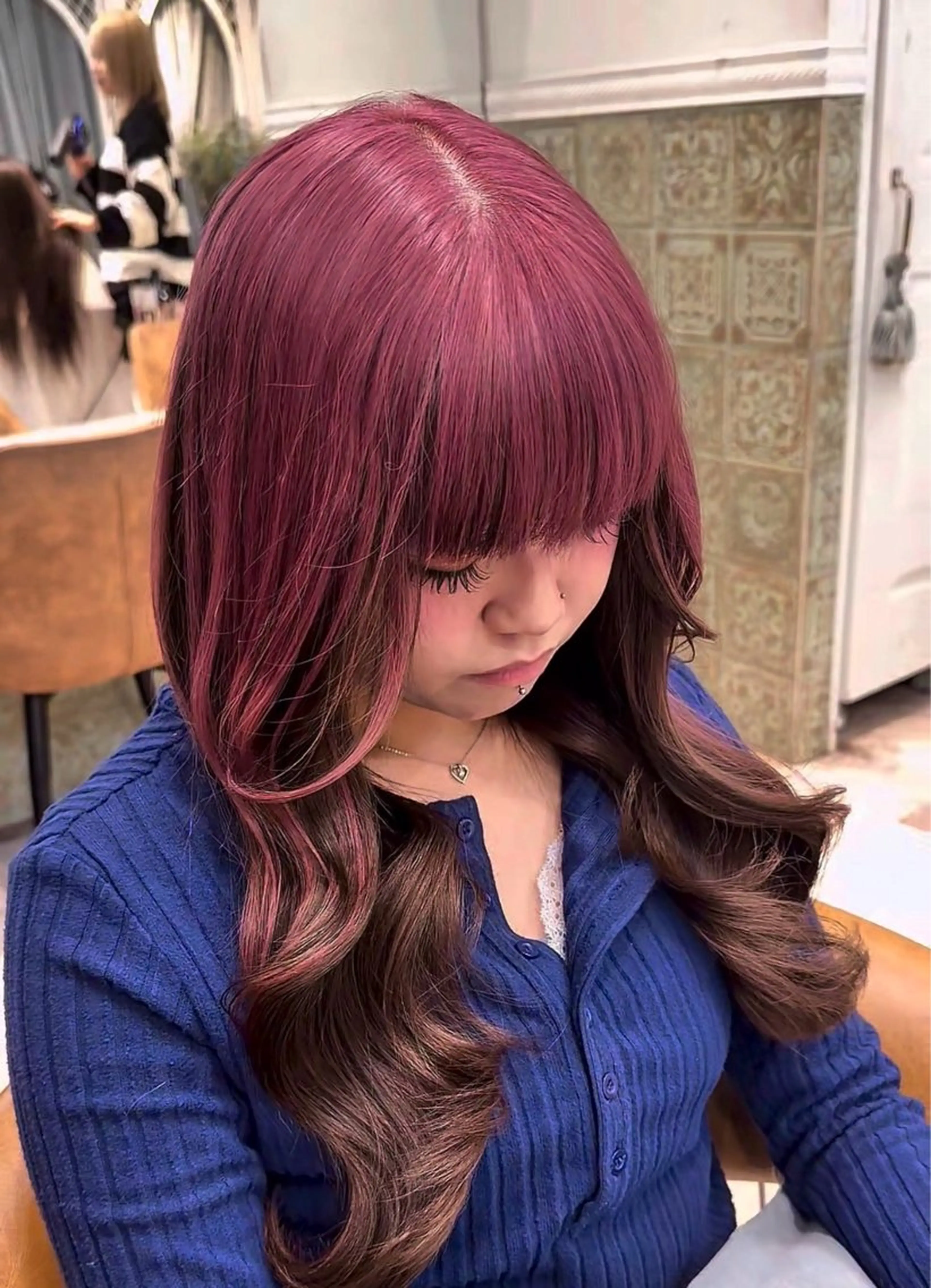 ロング ヘアカラー 栄ハイトーン/ ベージュカラー中園薪のヘアスタイル