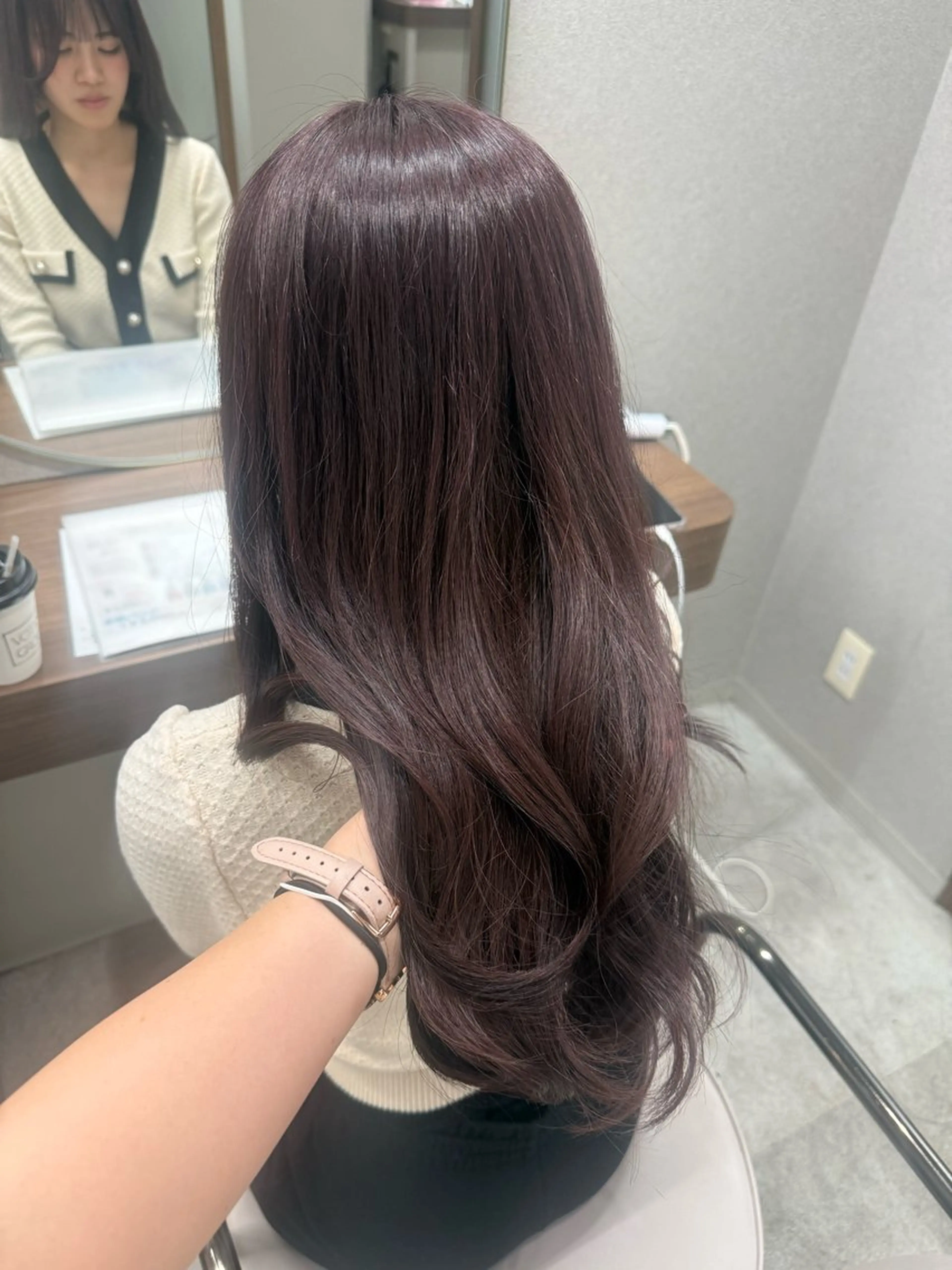 ロング カラー ラベンダーカラー ピンクカラー ピンクラベンダー 韓国風ヘア レイヤーカット ヘアカラー レイヤーカット /顔周り/和奏︎♪のヘアスタイル