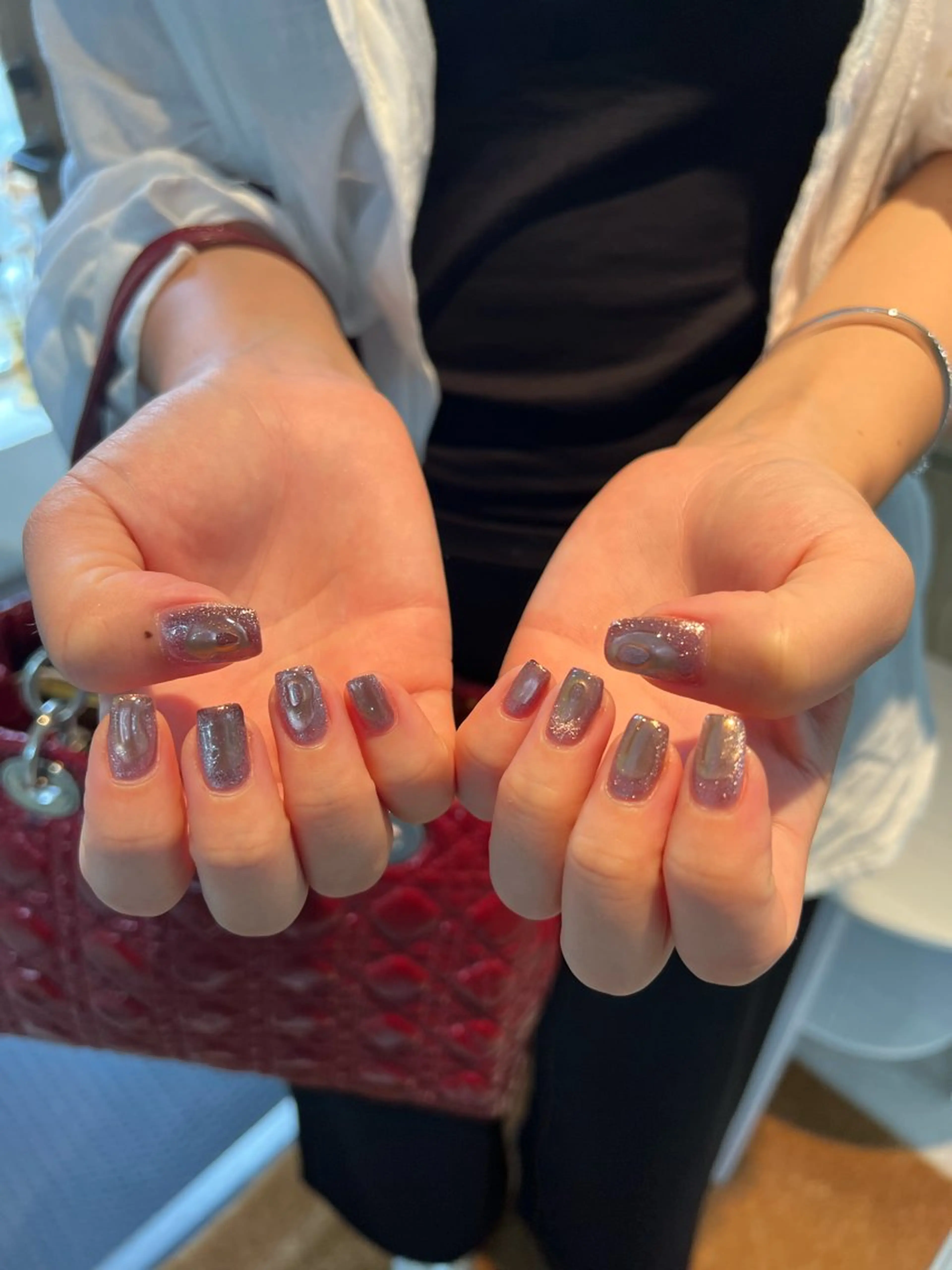 ネイル アートネイル フラッシュネイル フラワーネイル ゴールド マグネットネイル Free's nail　Sakiのネイルデザイン