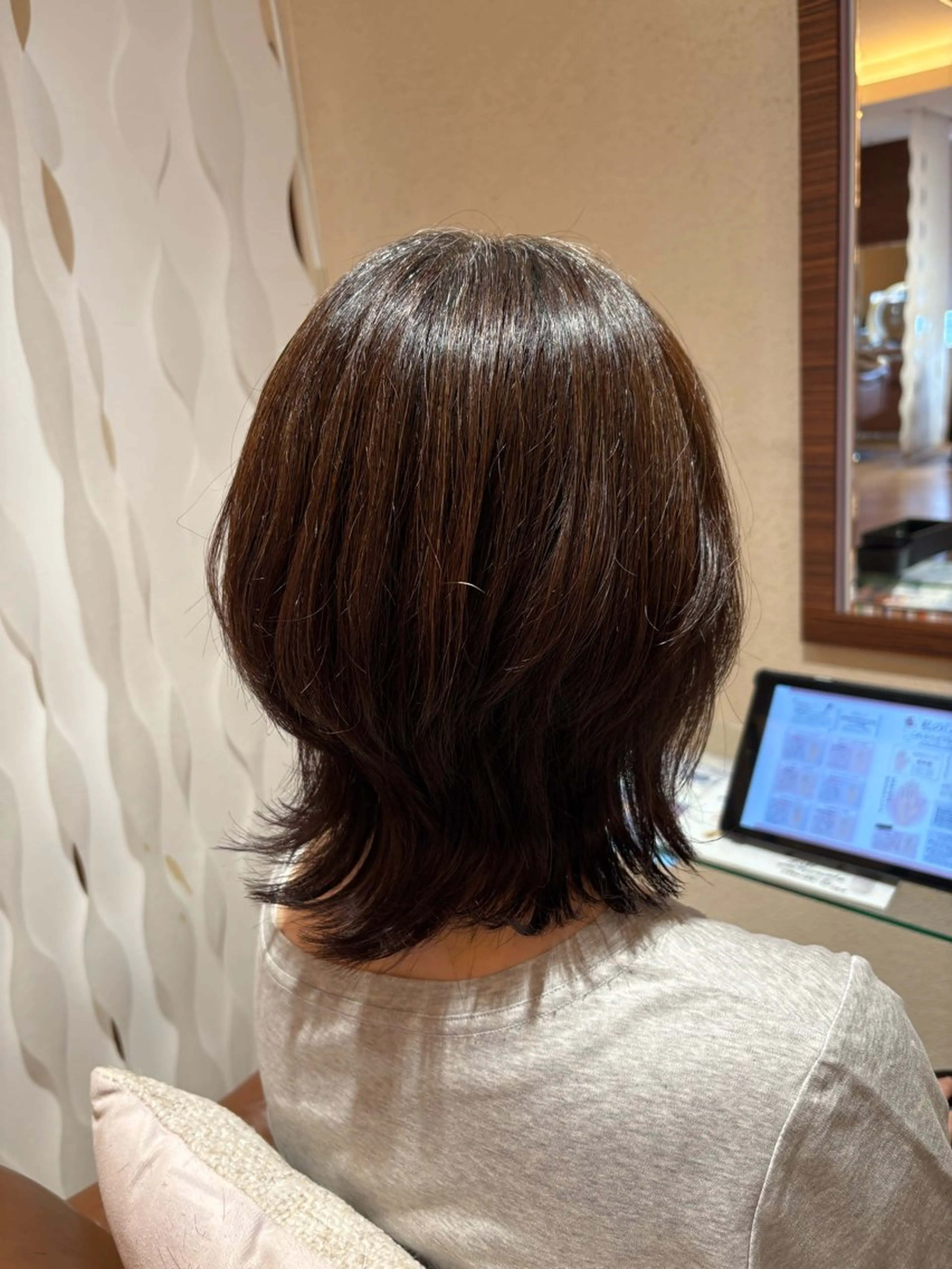 ミディアム くびれヘア くびれレイヤー レイヤーカット ウルフカット ウルフレイヤー シュリンプ桜山所属・メンズカットモデル 落合 悠夏✄﻿のヘアスタイル