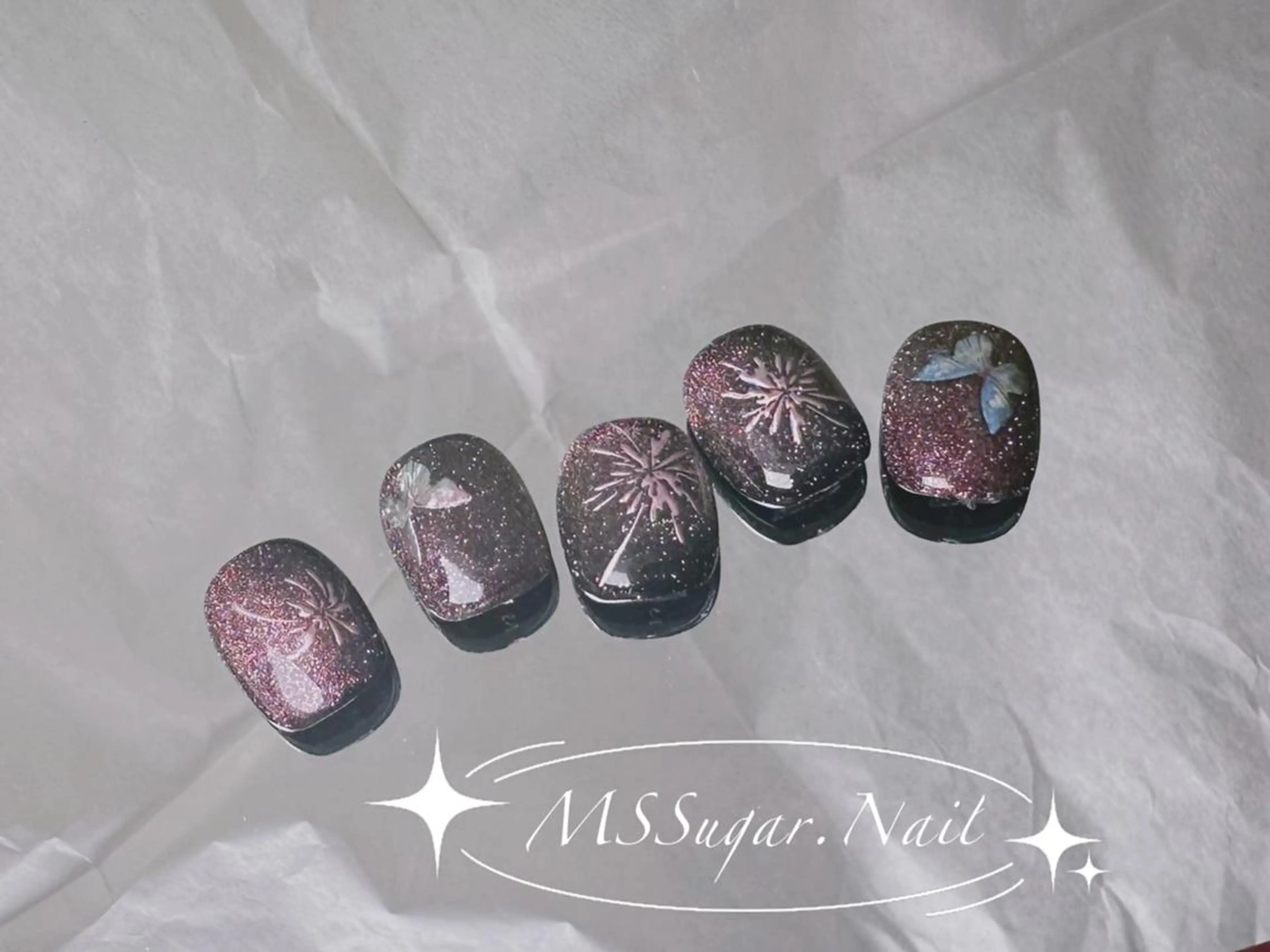 ネイル ロングネイル マグネットネイル スカルプネイル ネイルチップ ワンホンネイル MSSugar Nailのネイルデザイン