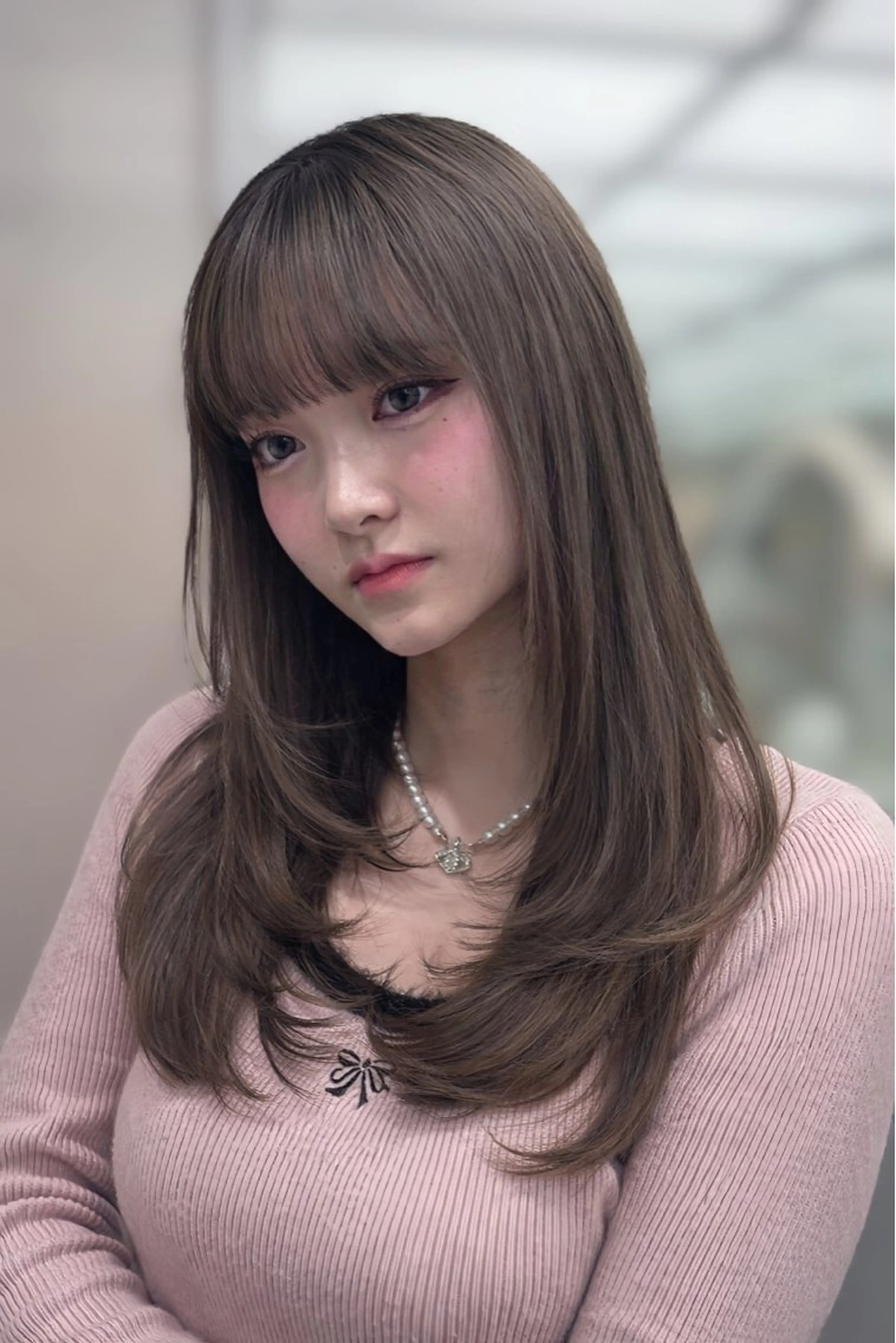 ロング カラー ヘアアレンジ 韓国レイヤーカット /韓国トレンドカラーのヘアスタイル