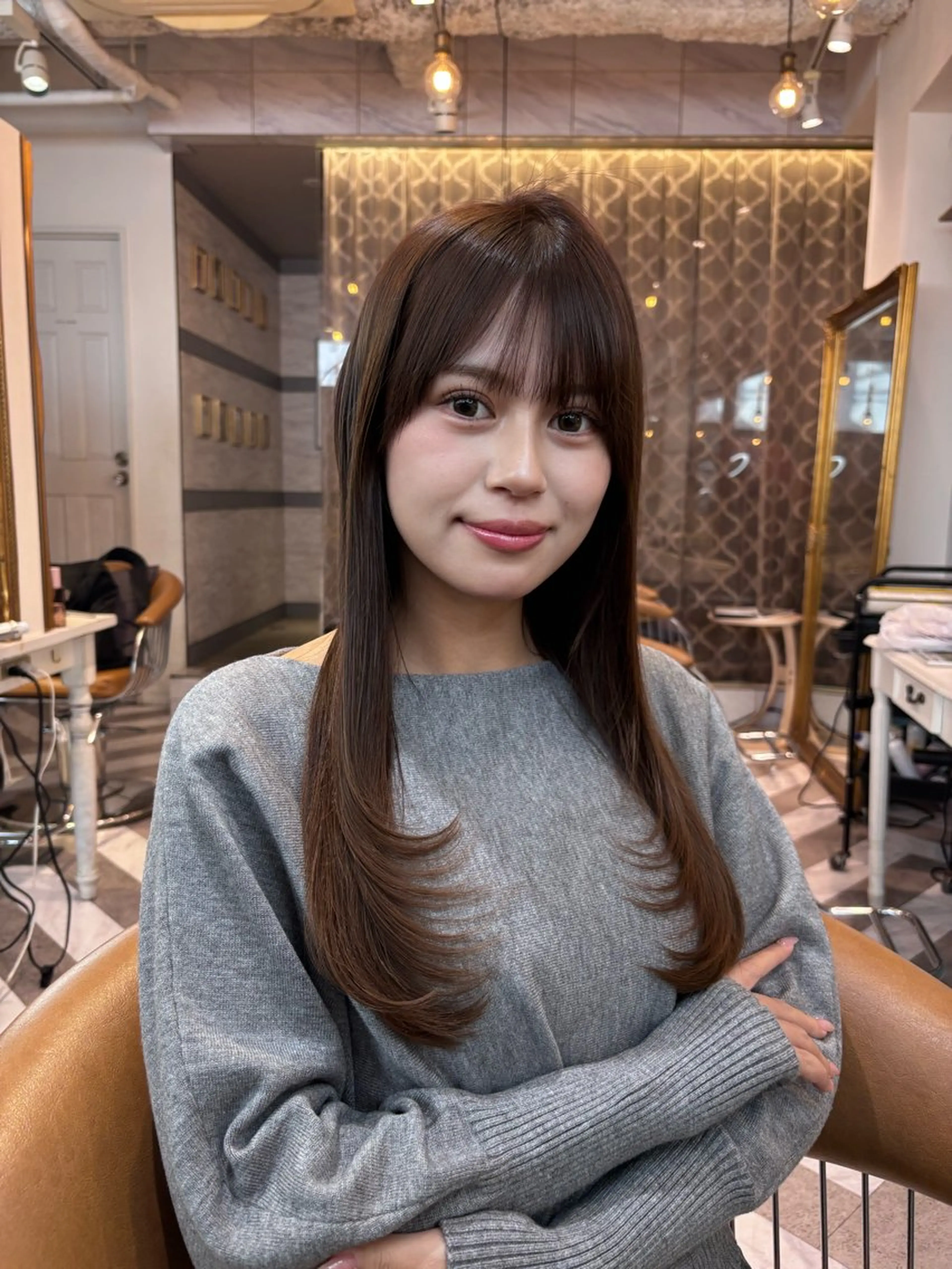 ロング カット ヘアカラー トリートメント ♥韓国レイヤー/透明 感カラー/目黒慎太郎のヘアスタイル