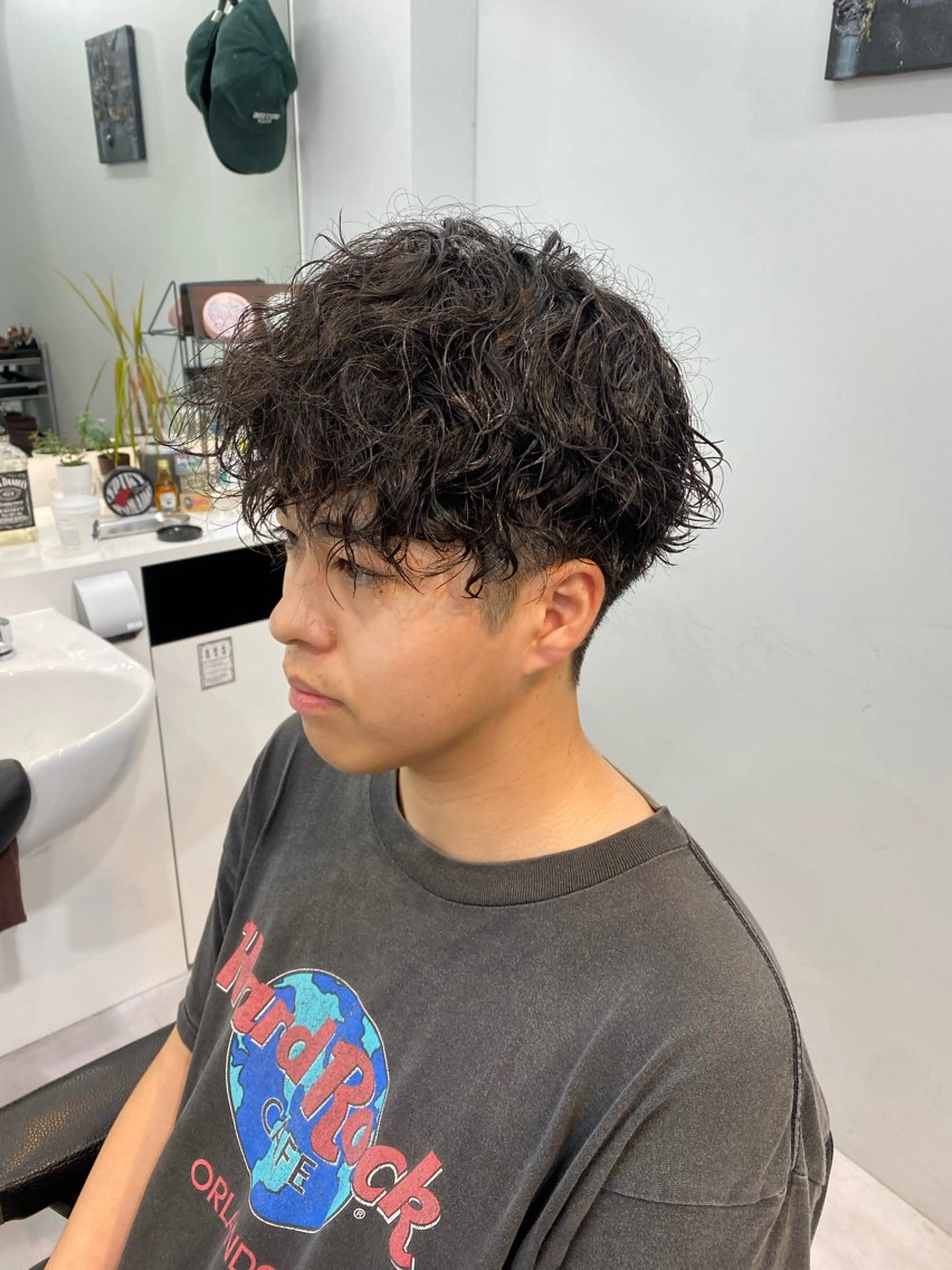 ショート パーマ ヘアアレンジ メンズ フェードモデル限定 🔥高円寺Maiのヘアスタイル