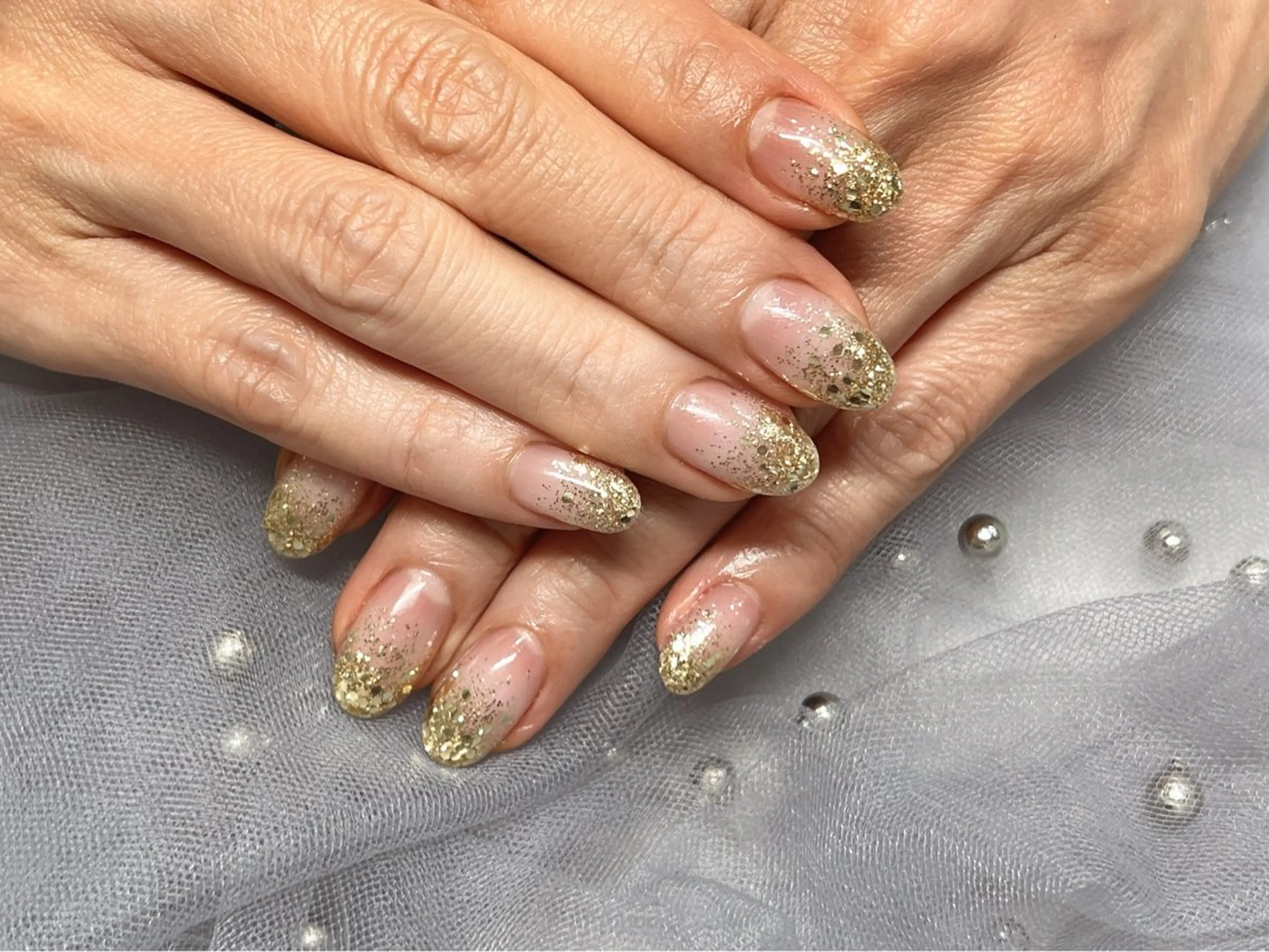 ネイル クリアネイル グラデーション ラメ(グリッター) ラメグラデーション NIJI ネイルサロンのネイルデザイン