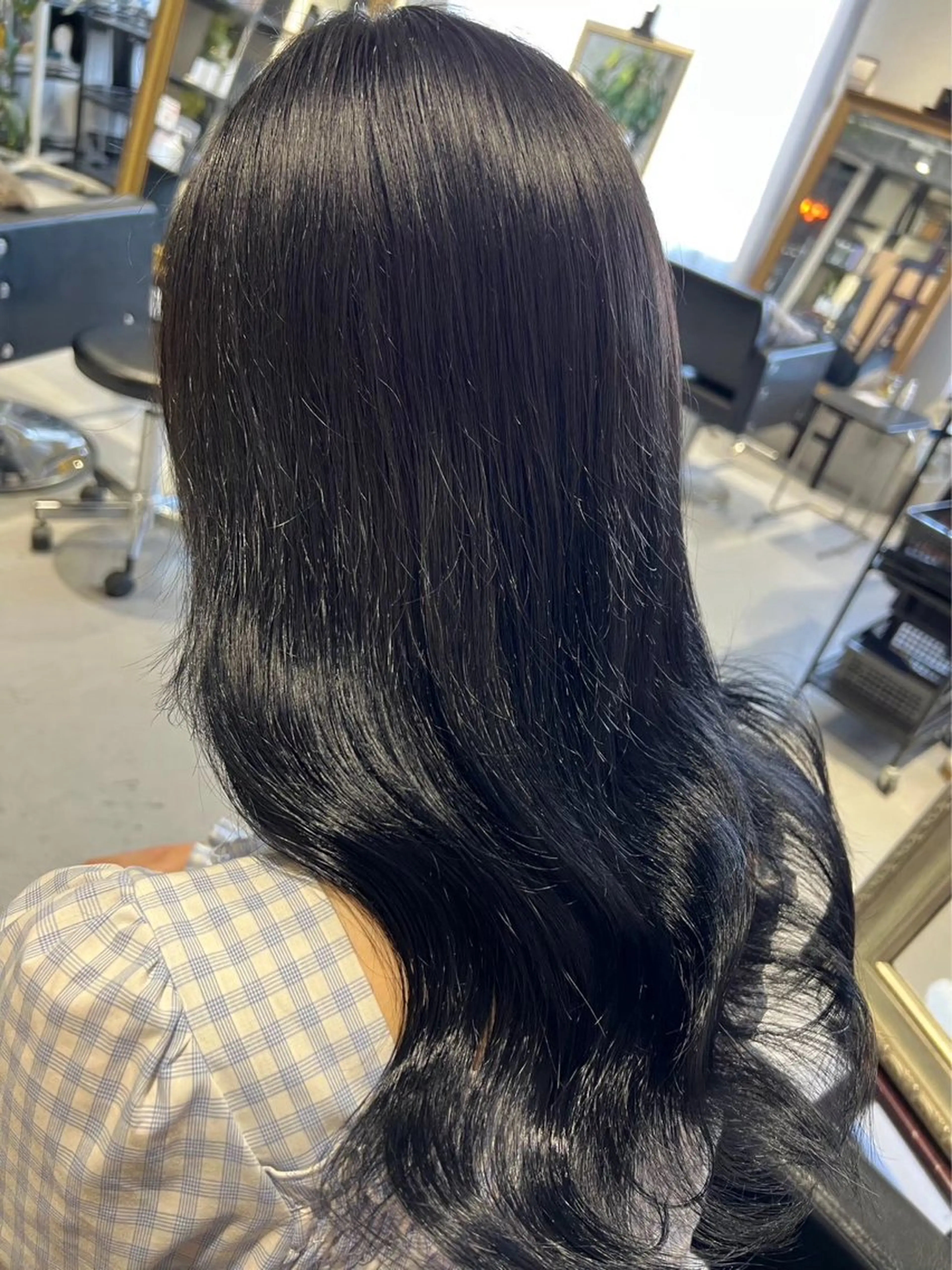 セミロング カラー 黒髪 ブルーカラー ブルーブラック inc新小岩 🌱MANAMIのヘアスタイル