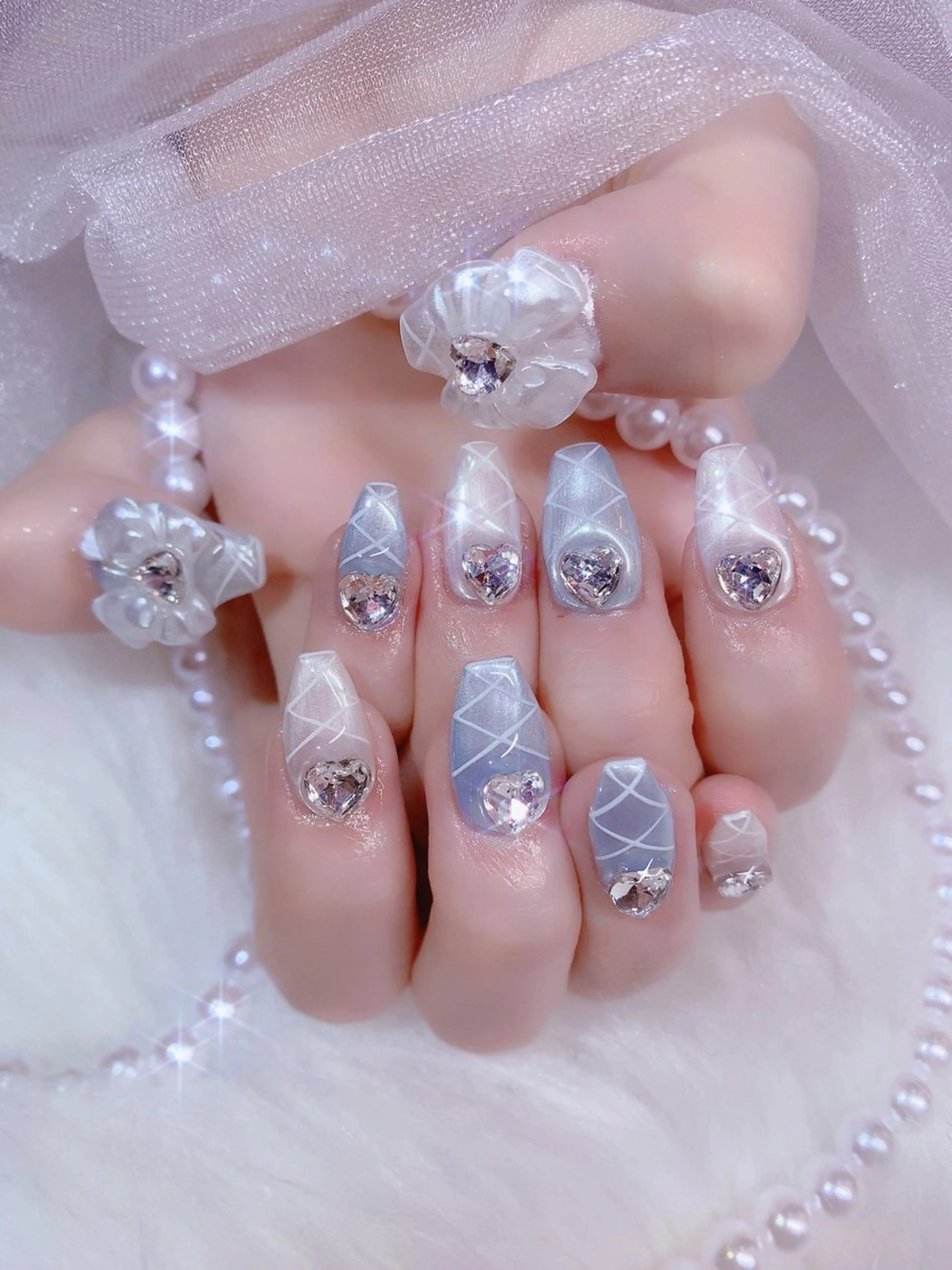 ネイル アートネイル オーロラネイル キラキラネイル 韓国ネイル 持ち込み シェアサロンLei.g(レイジー)所属・3Dアートネイル💗 都築レナのネイルデザイン