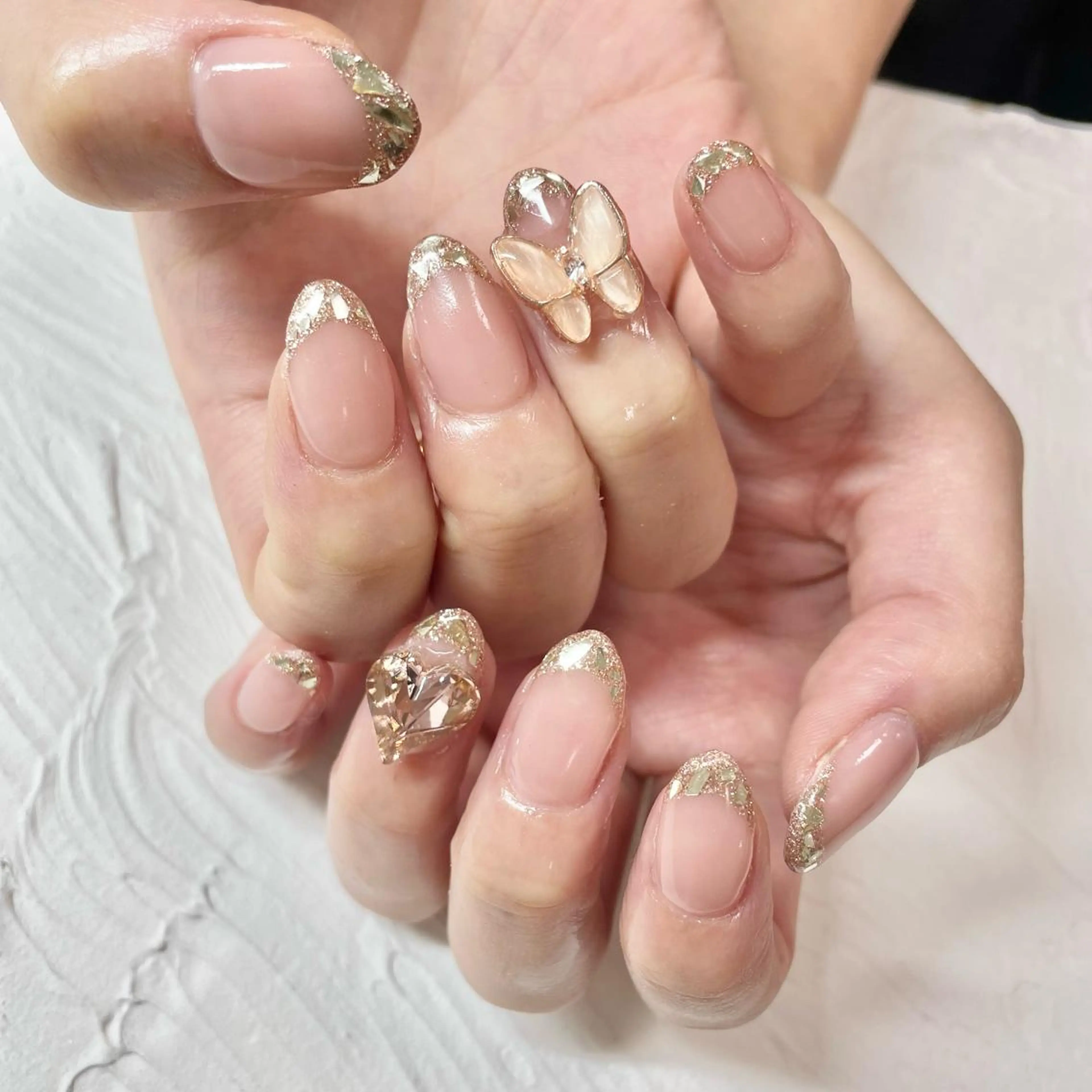 ネイル フレンチネイル ガラスフレンチ 🎀AYAKO 🎀中韓ネイルのネイルデザイン