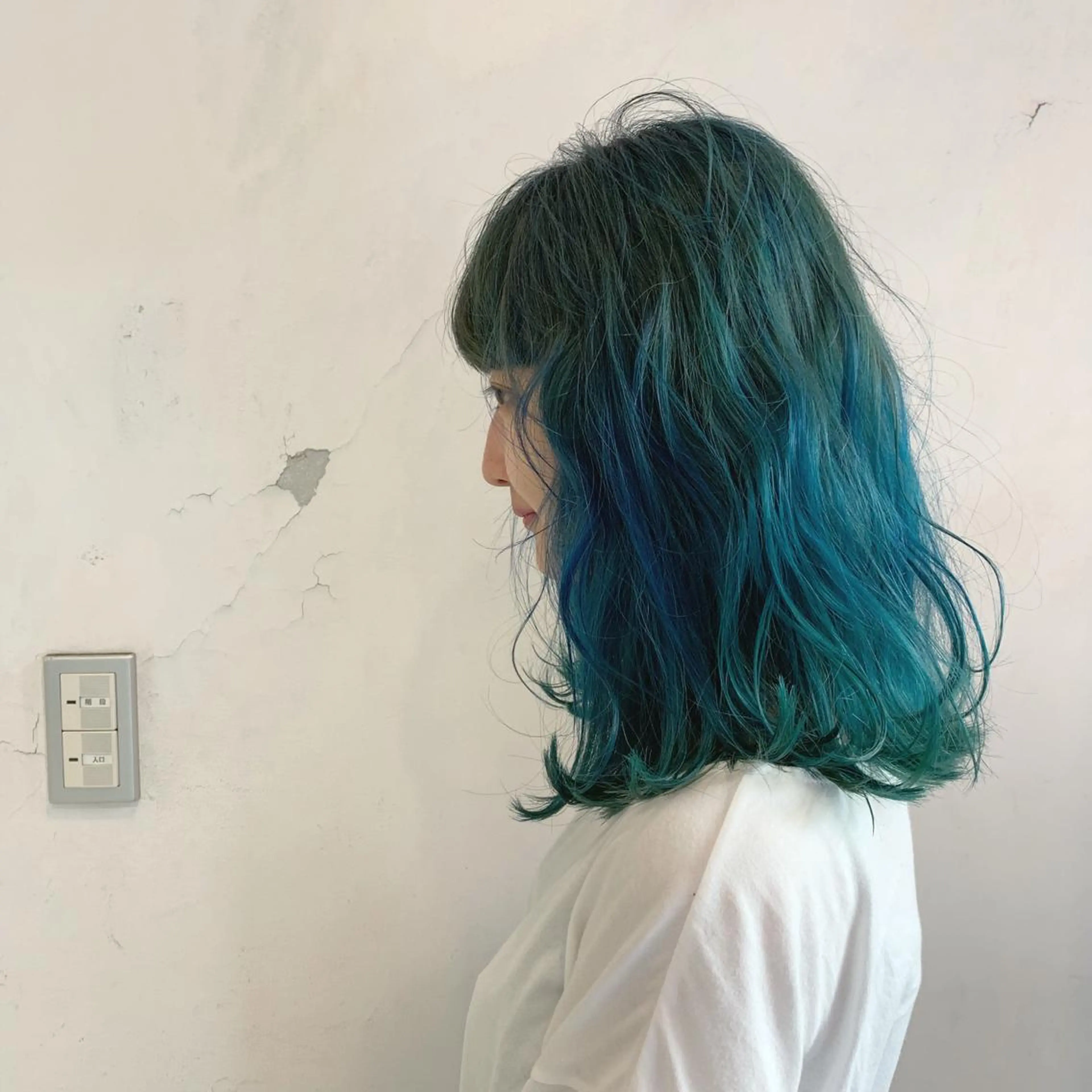 セミロング カラー ブルーカラー トリートメント 似合わせカットカラー ♡佐藤捺美のヘアスタイル