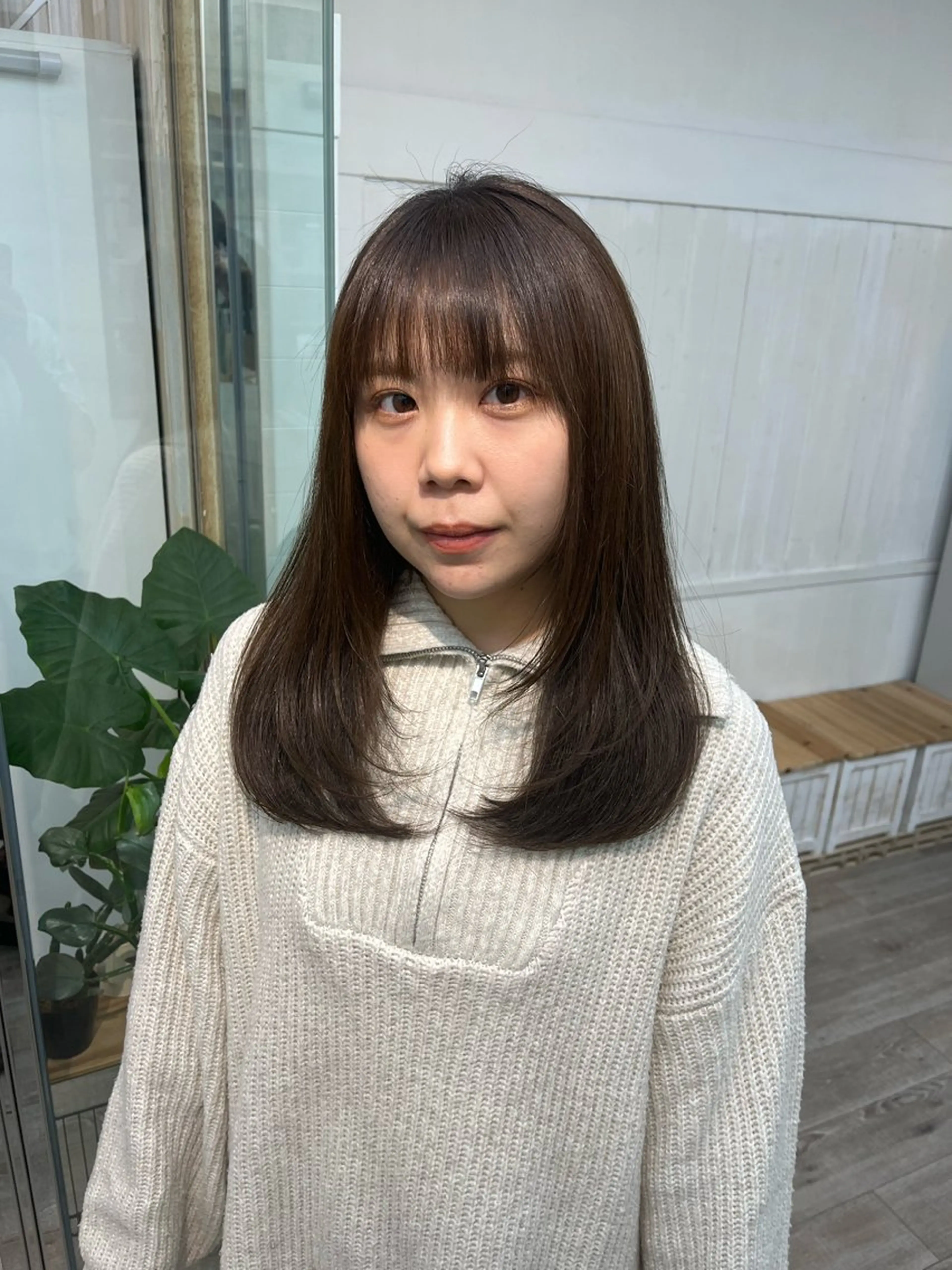 ミディアム カラー パーマ ヘアアレンジ 顔まわりレイヤー 顔周りカット レイヤーカット 二ヶ月綺麗なデザイン カット/星野六三四のヘアスタイル